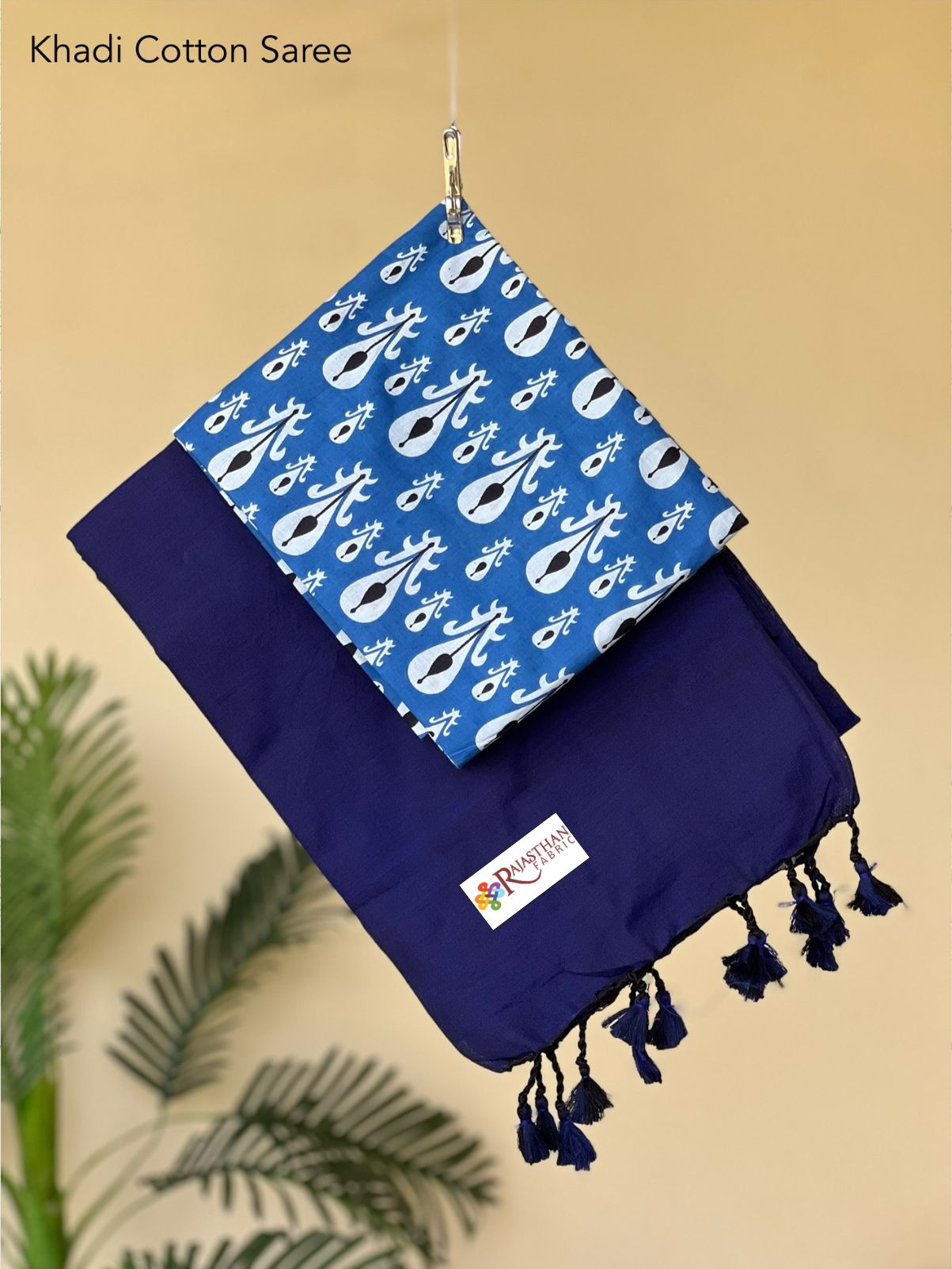 Jaipuria Handloom Khadi Cotton Saree With Printed Blouse