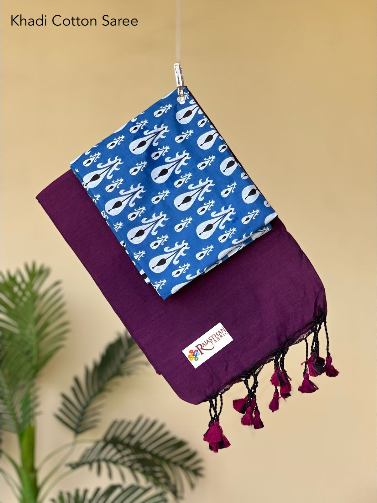 Jaipuria Handloom Khadi Cotton Saree With Printed Blouse