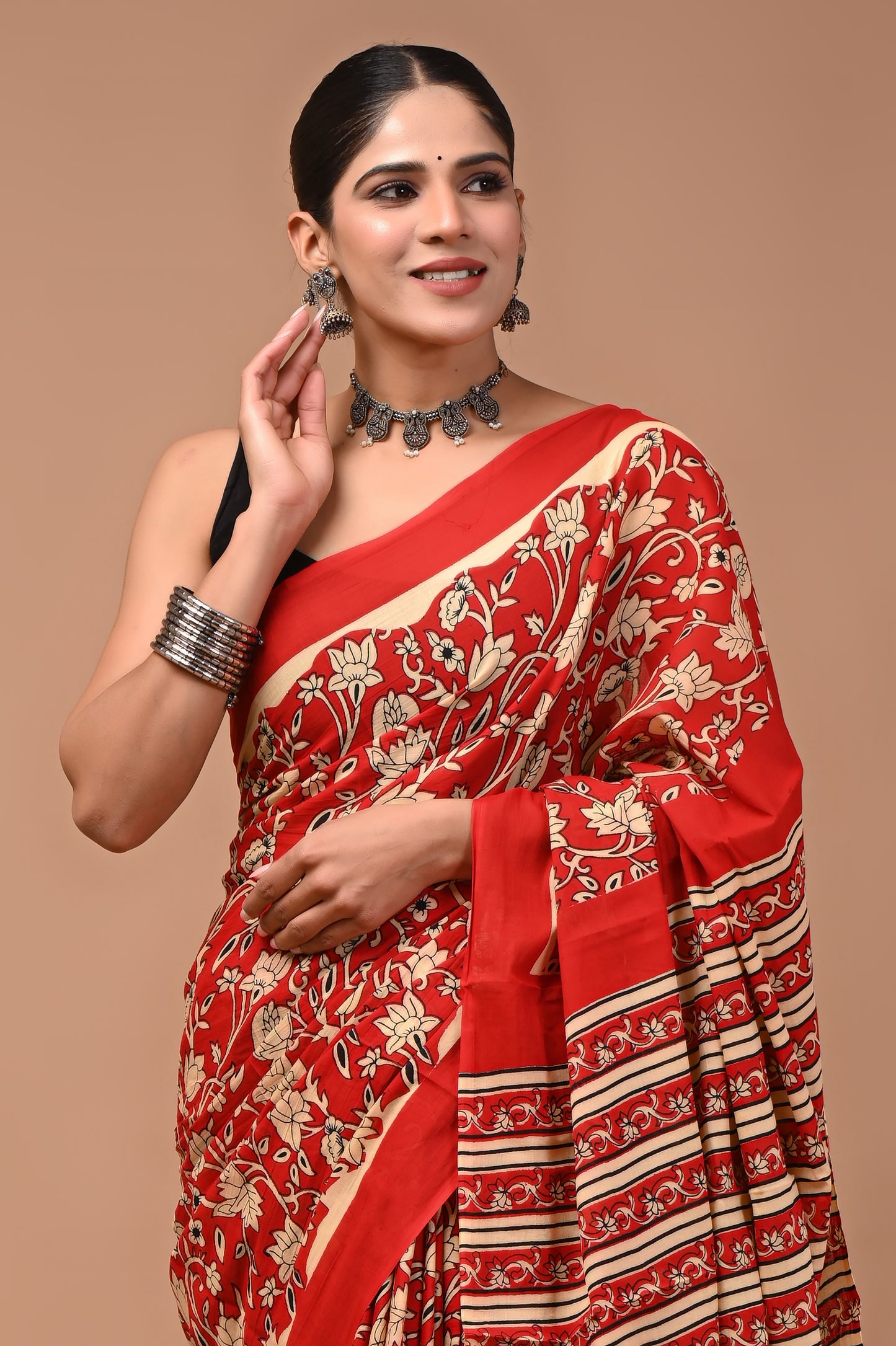 Printed Pure Cotton Mulmul Saree With Blouse
