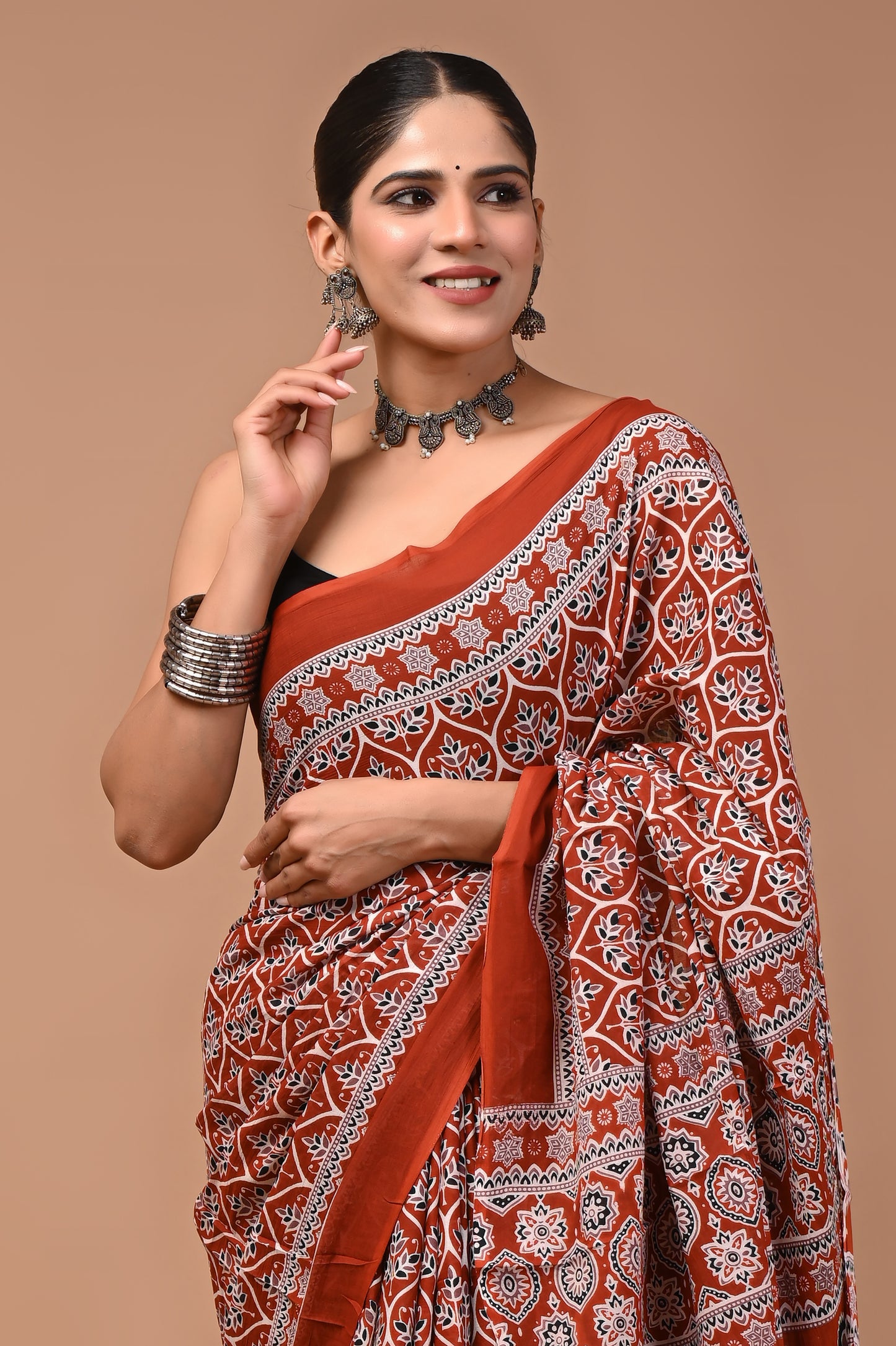 Printed Pure Cotton Mulmul Saree With Blouse