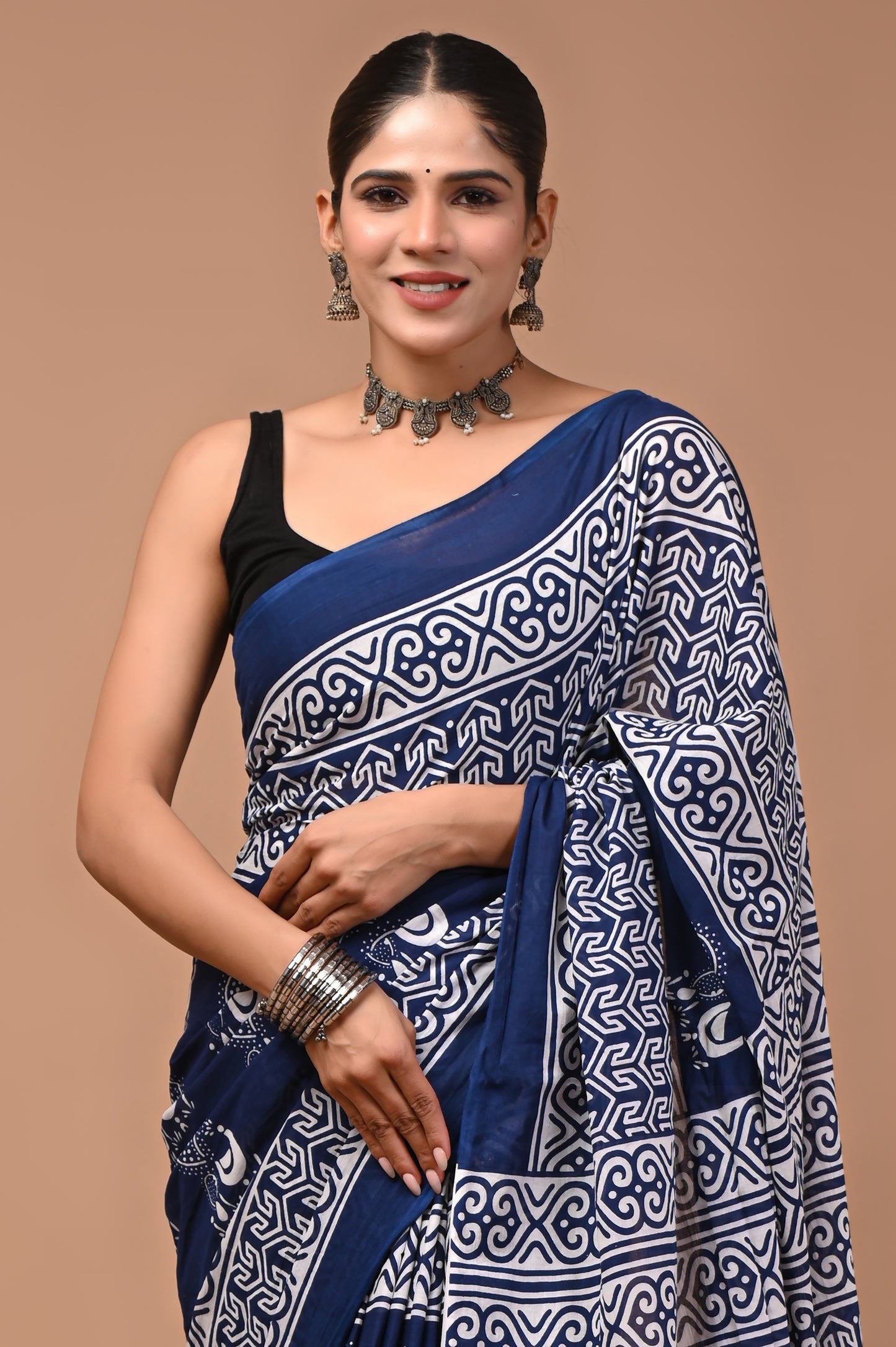 Printed Pure Cotton Mulmul Saree With Blouse
