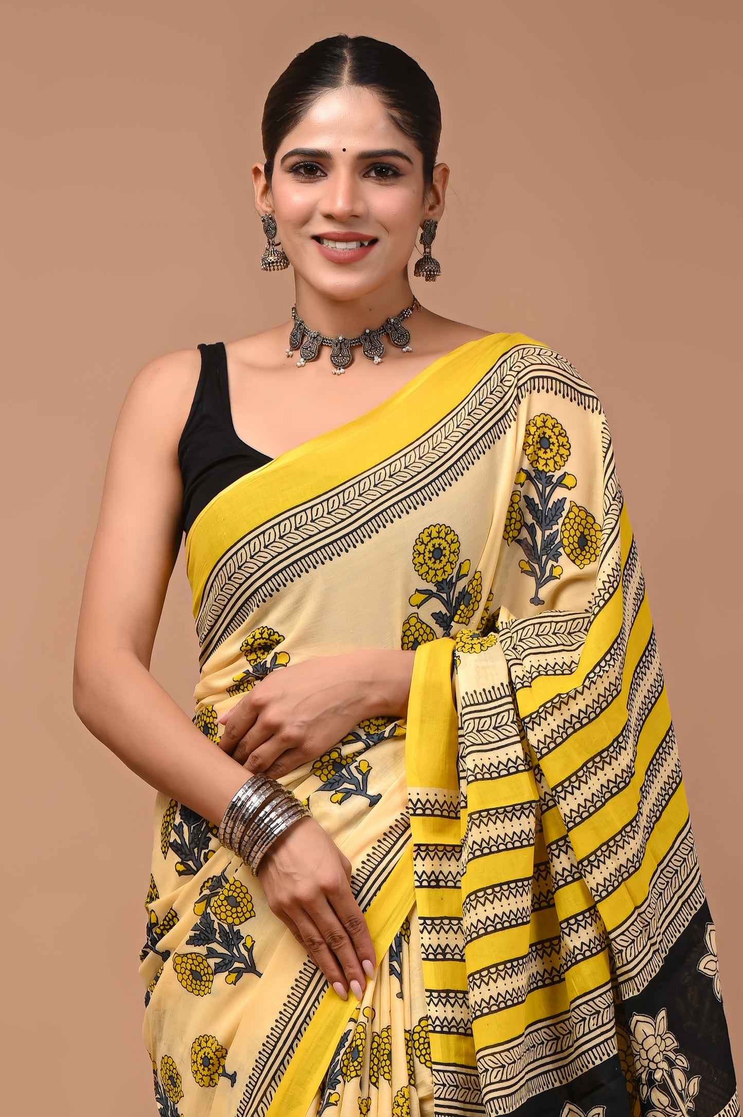 Printed Pure Cotton Mulmul Saree With Blouse