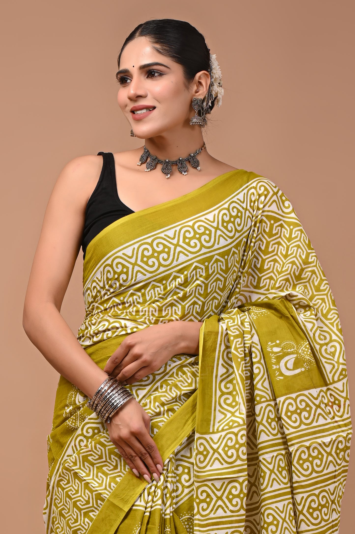 Printed Pure Cotton Mulmul Saree With Blouse