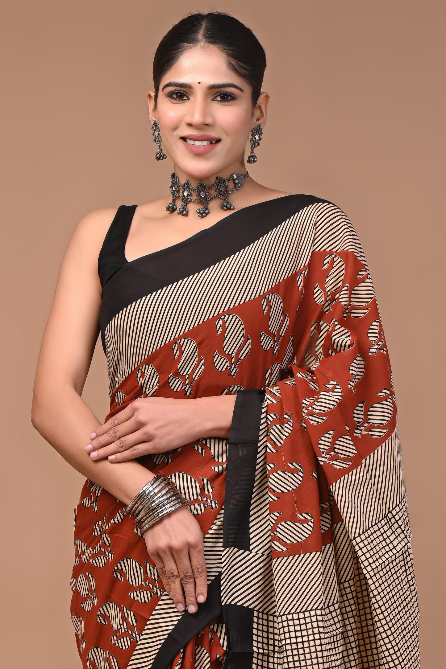 Printed Pure Cotton Mulmul Saree With Blouse