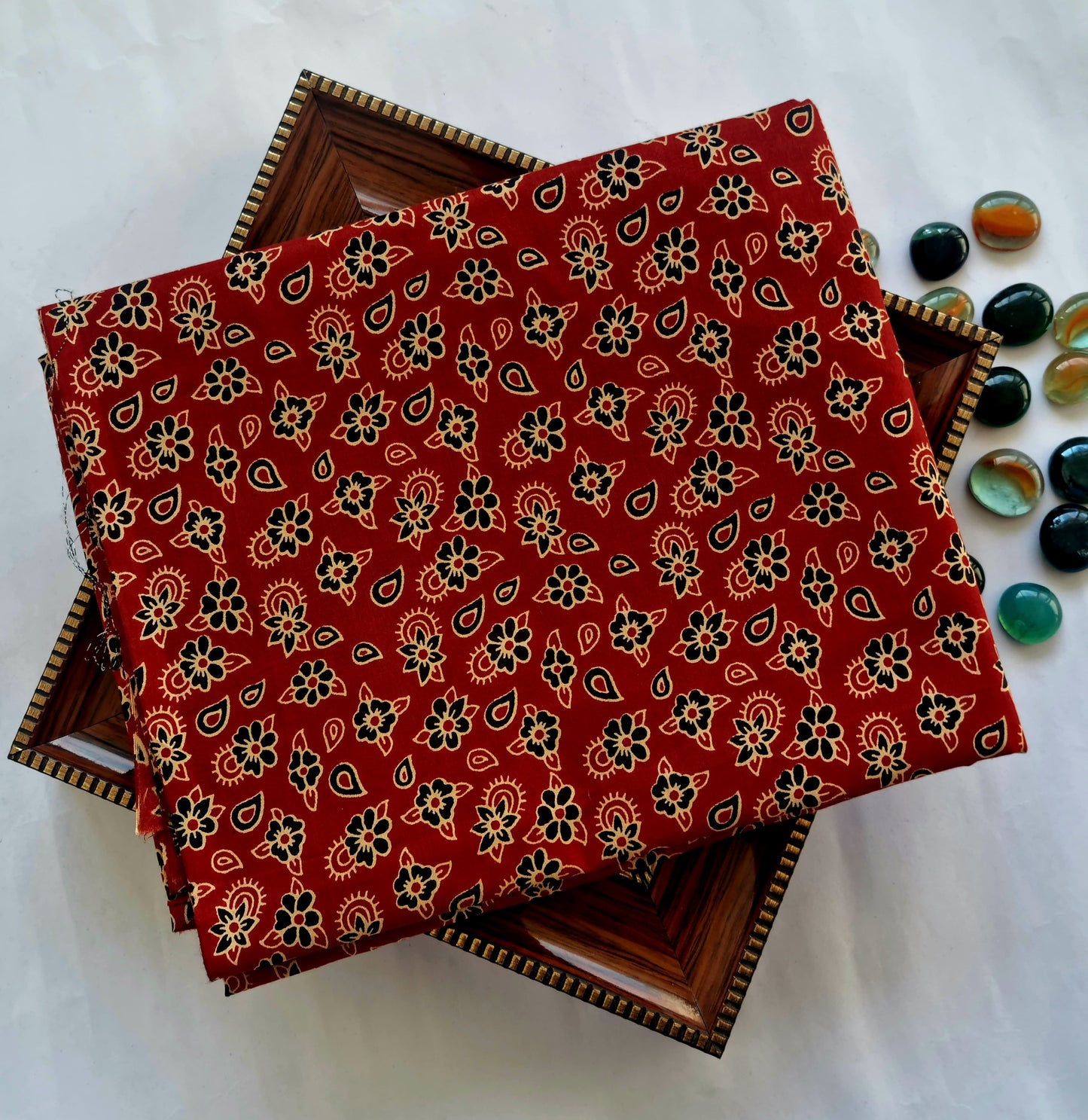 Printed Pure Cotton Kurta Fabric (2.5 Meters) | and Plain Dyed Cotton Pyjama (2.5 Meters) | Unstitched Combo Set