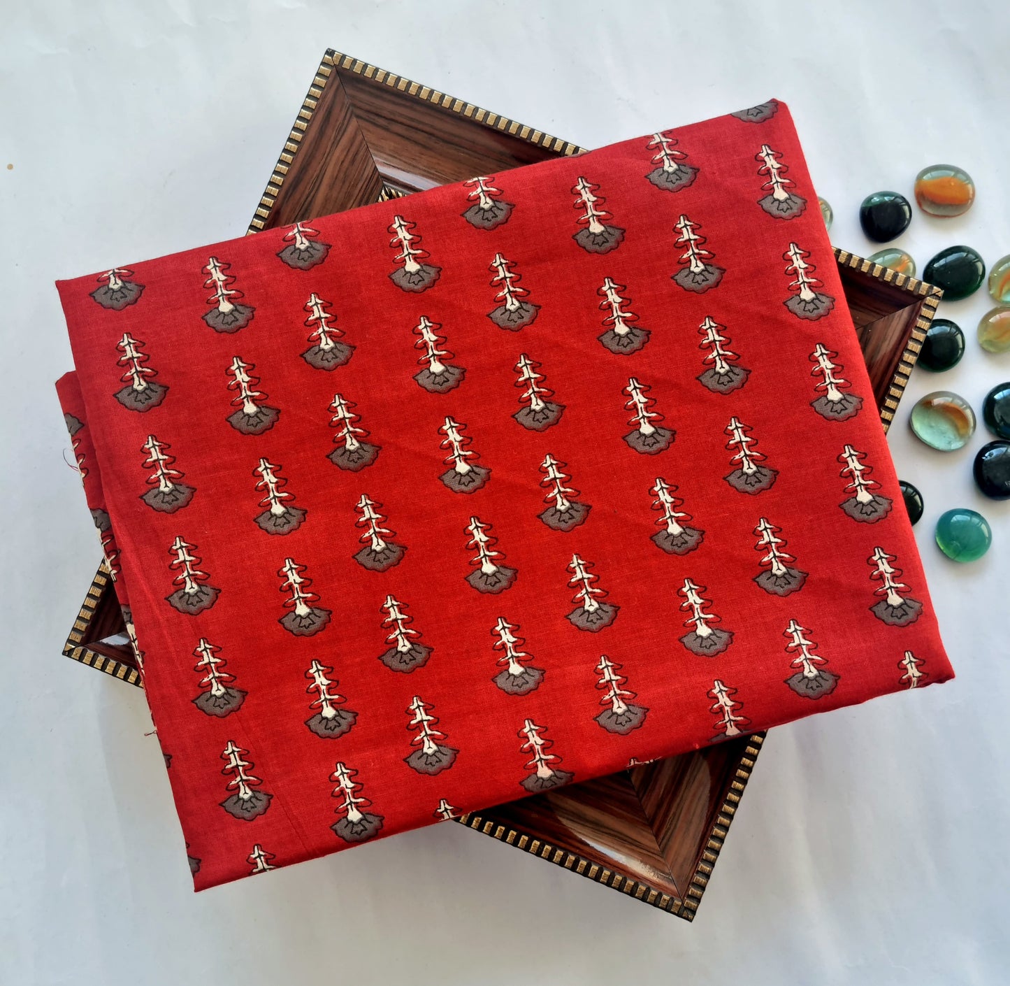 Printed Pure Cotton Kurta Fabric (2.5 Meters) | and Plain Dyed Cotton Pyjama (2.5 Meters) | Unstitched Combo Set