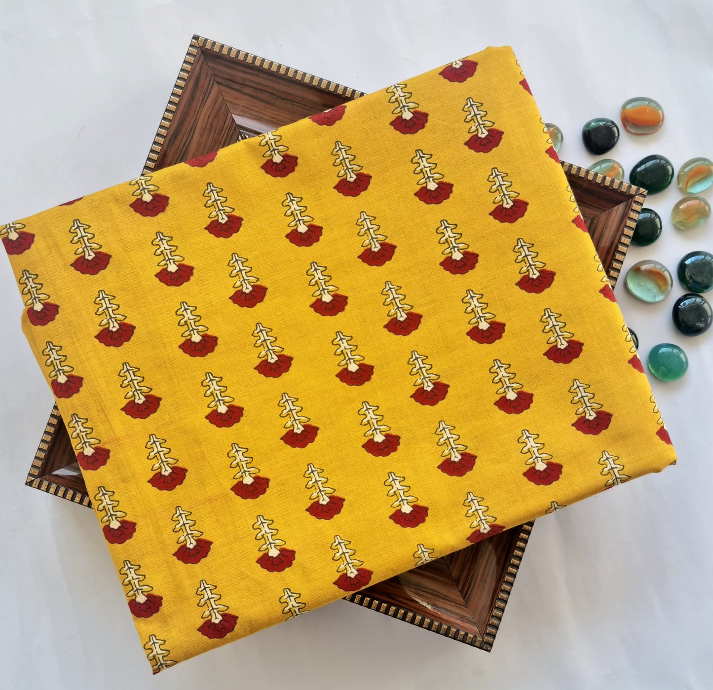 Printed Pure Cotton Kurta Fabric (2.5 Meters) | and Plain Dyed Cotton Pyjama (2.5 Meters) | Unstitched Combo Set