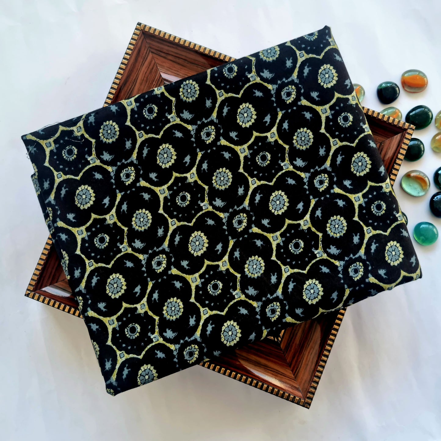 Printed Pure Cotton Kurta Fabric (2.5 Meters) | and Plain Dyed Cotton Pyjama (2.5 Meters) | Unstitched Combo Set