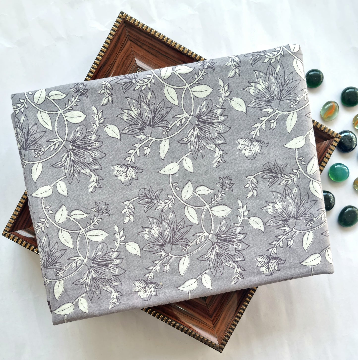 Printed Pure Cotton Kurta Fabric (2.5 Meters) | and Printed Cotton Pyjama (2.5 Meters) | Unstitched Combo Set