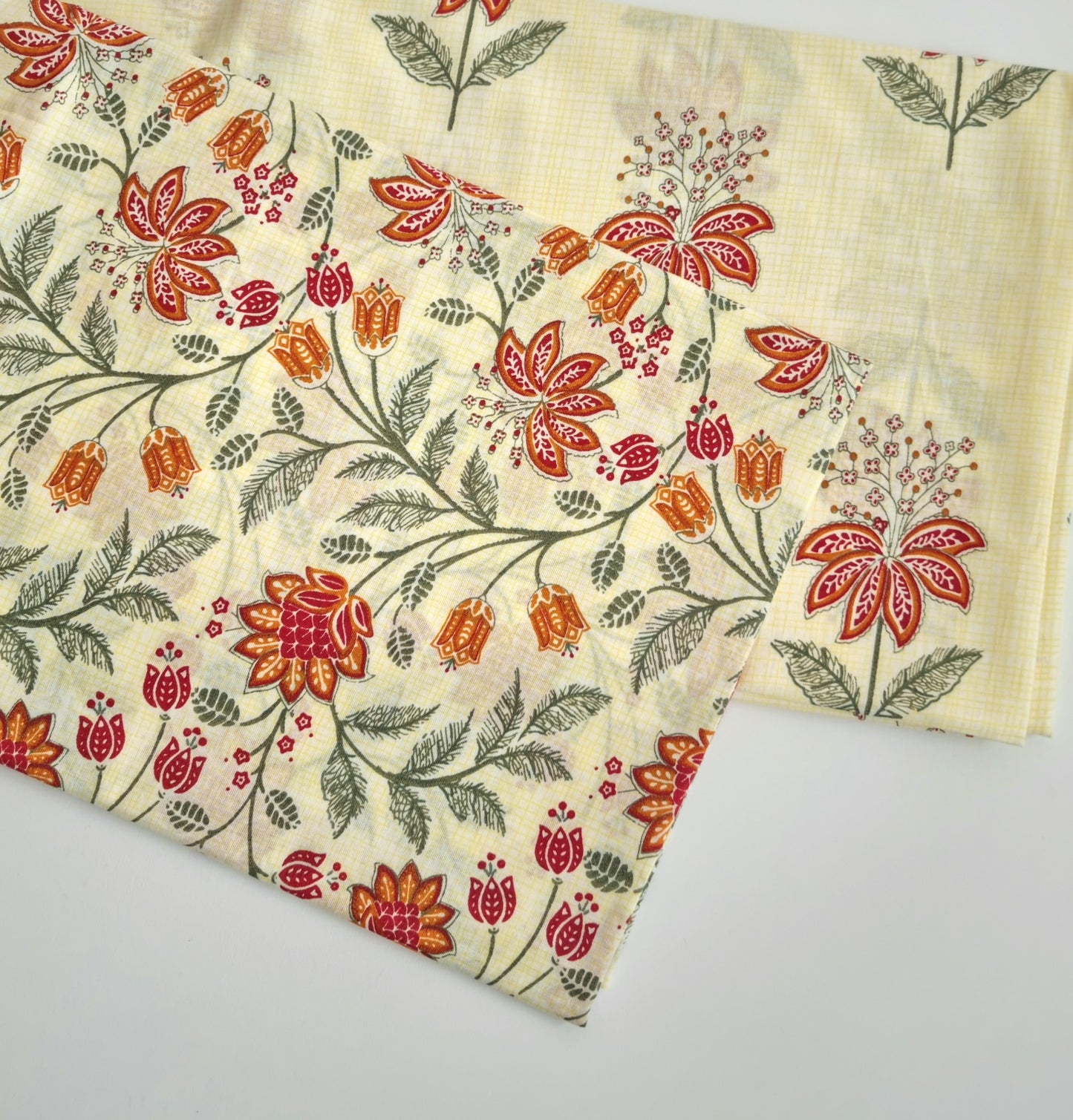 Printed Pure Cotton Kurta Fabric (2.5 Meters) | and Printed Cotton Pyjama (2.5 Meters) | Unstitched Combo Set