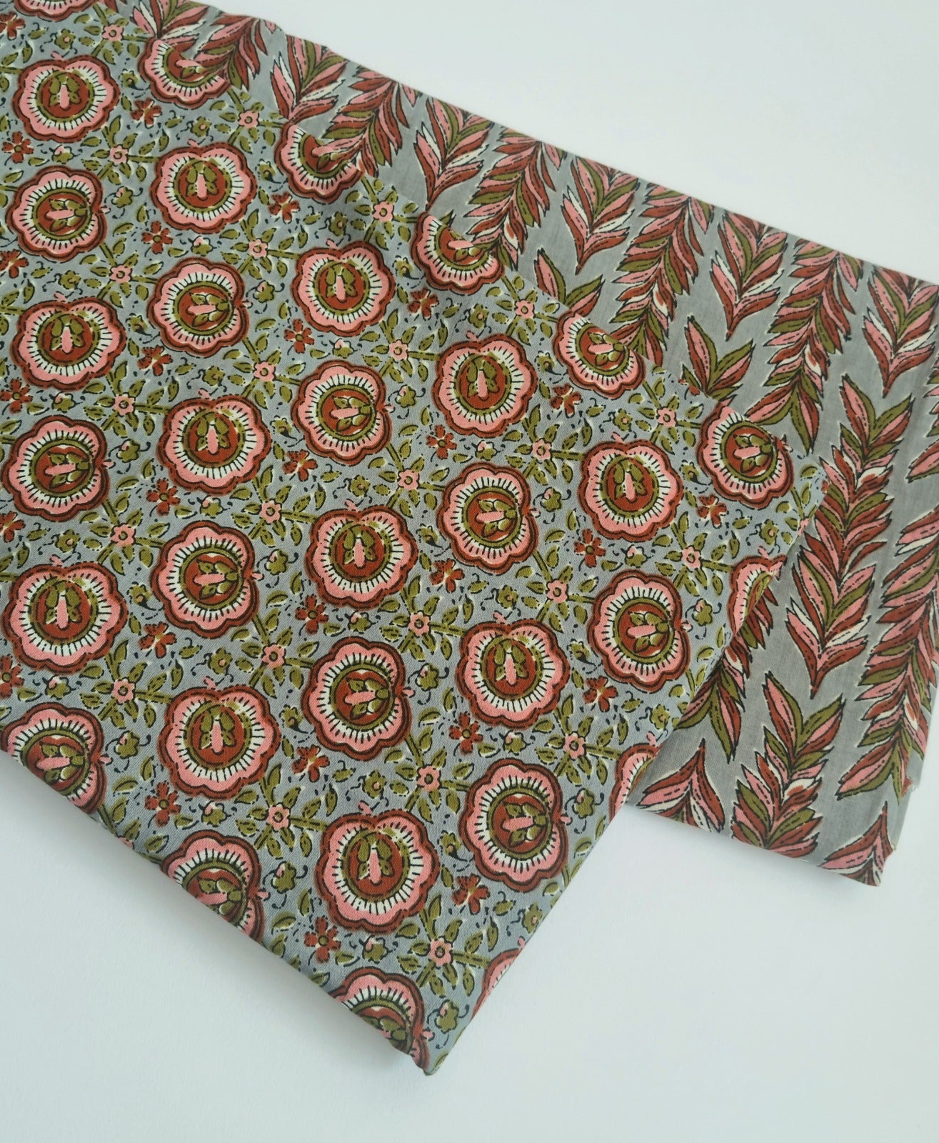 Printed Pure Cotton Kurta Fabric (2.5 Meters) | and Printed Cotton Pyjama (2.5 Meters) | Unstitched Combo Set