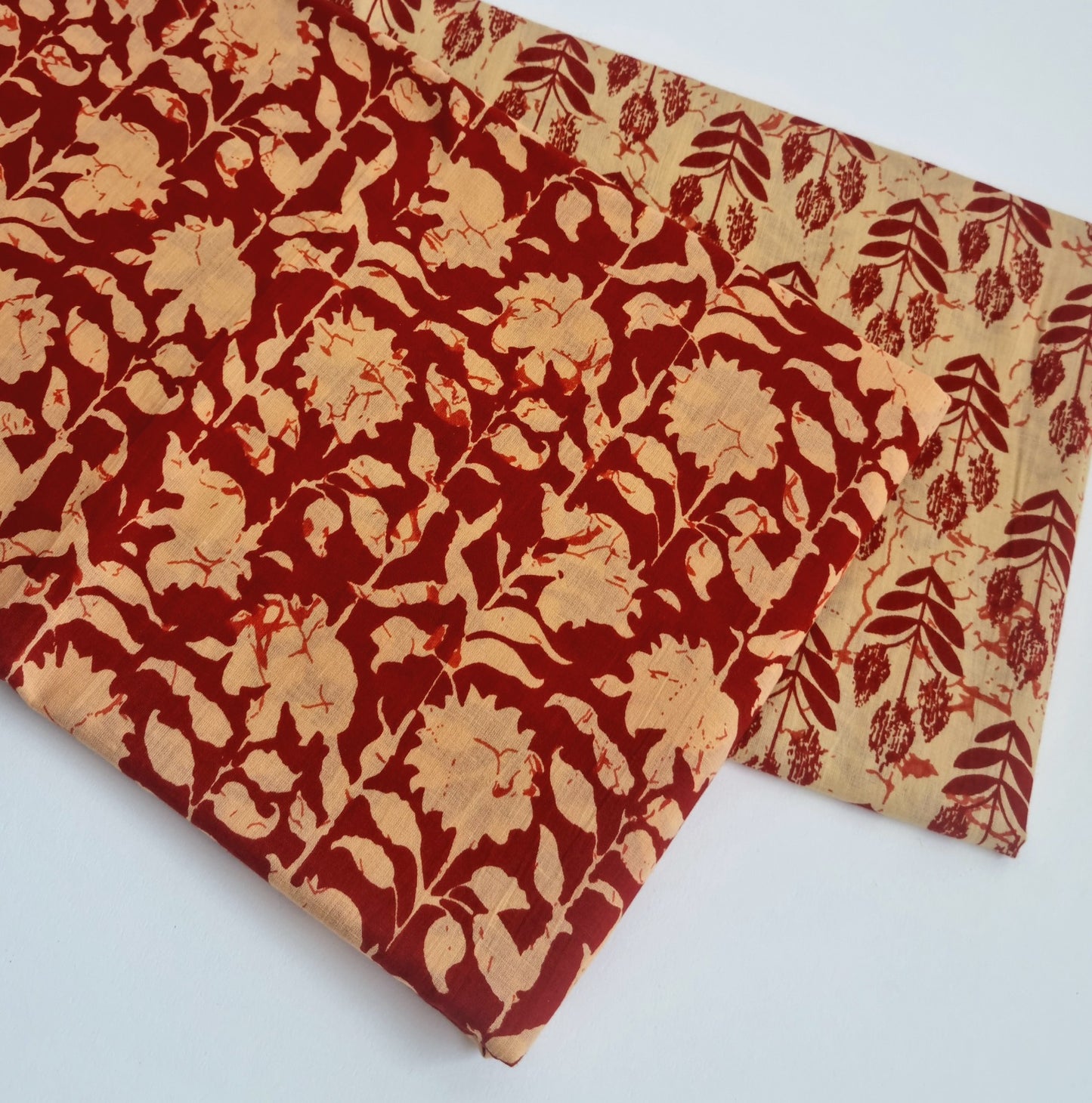 Printed Pure Cotton Kurta Fabric (2.5 Meters) | and Printed Cotton Pyjama (2.5 Meters) | Unstitched Combo Set