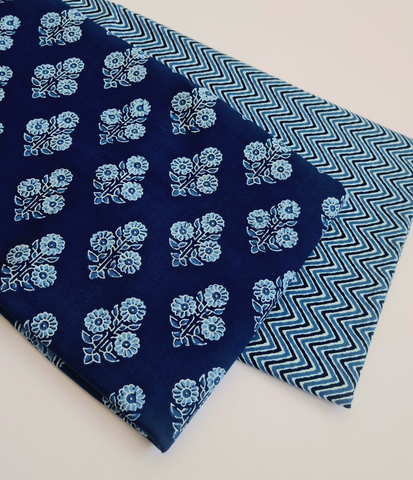 Printed Pure Cotton Kurta Fabric (2.5 Meters) | and Printed Cotton Pyjama (2.5 Meters) | Unstitched Combo Set