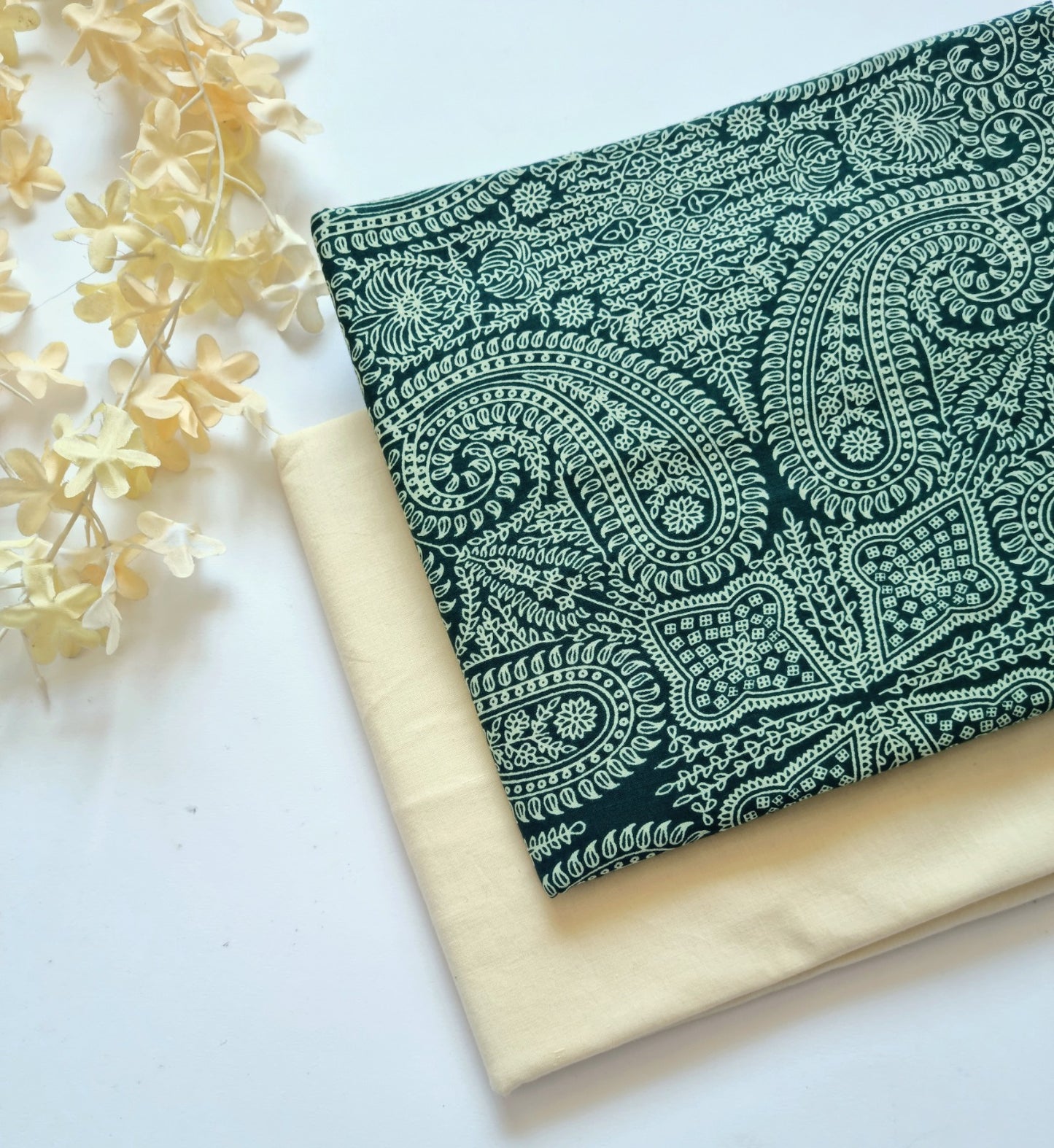 Pure Cotton Kurta Fabric (2.5 Meters) | and Plain Dyed Cotton Pyjama (2.5 Meters) | Unstitched Combo Set