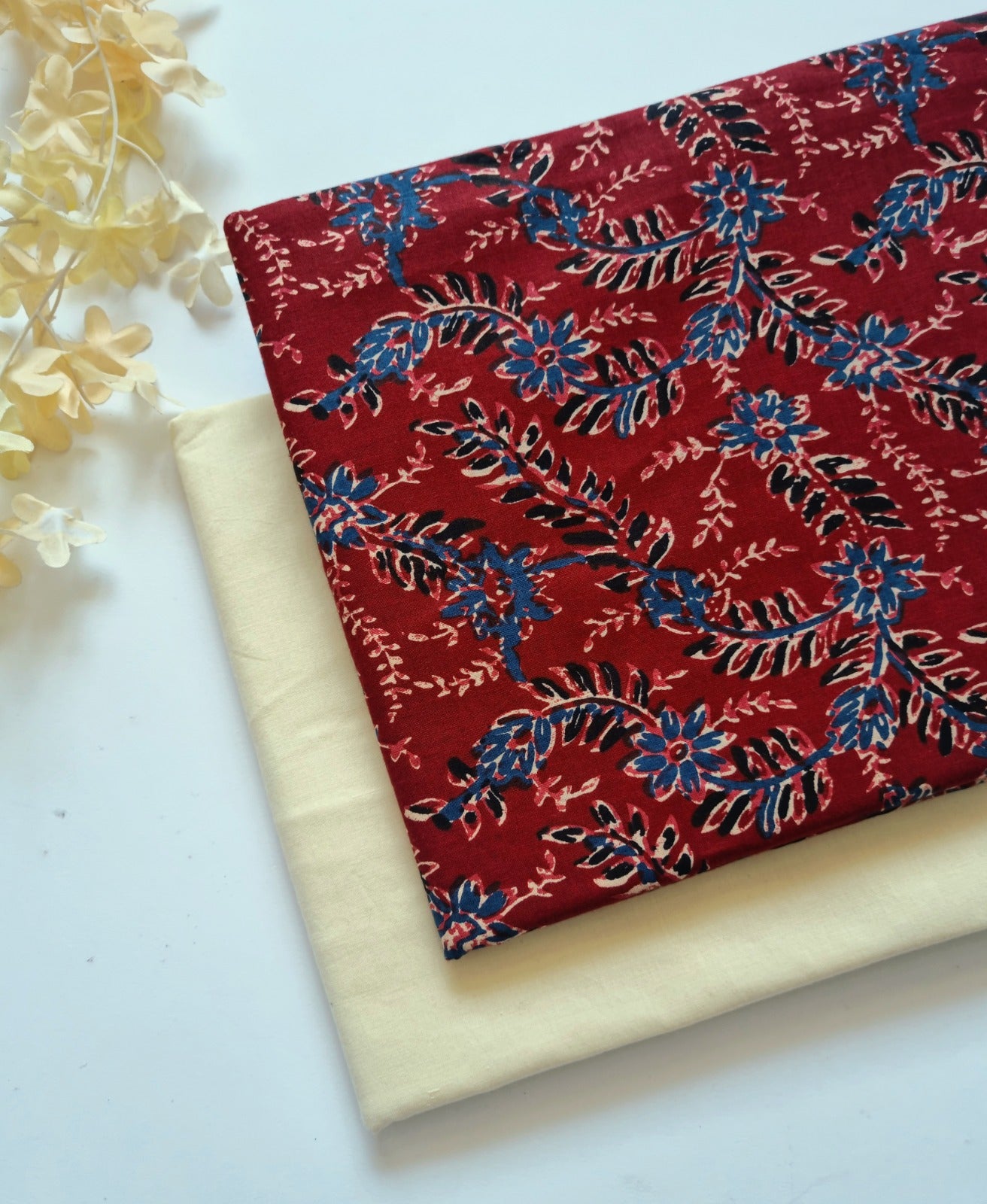 Pure Cotton Kurta Fabric (2.5 Meters) | and Plain Dyed Cotton Pyjama (2.5 Meters) | Unstitched Combo Set