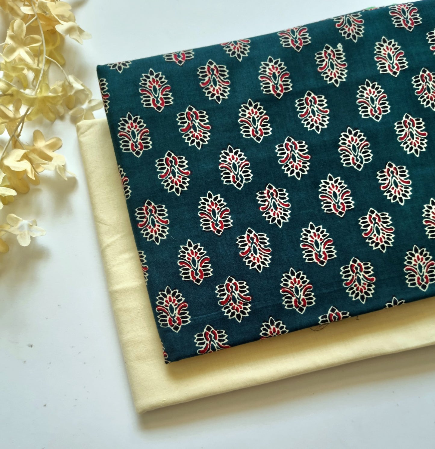 Pure Cotton Kurta Fabric (2.5 Meters) | and Plain Dyed Cotton Pyjama (2.5 Meters) | Unstitched Combo Set