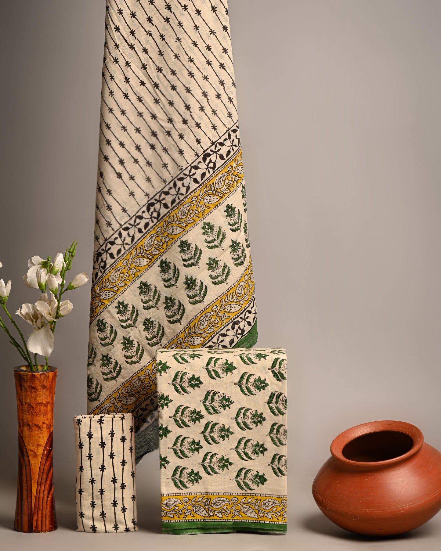 Designer Hand Block Print Pure Cotton Suit With Cotton Mulmul Dupatta