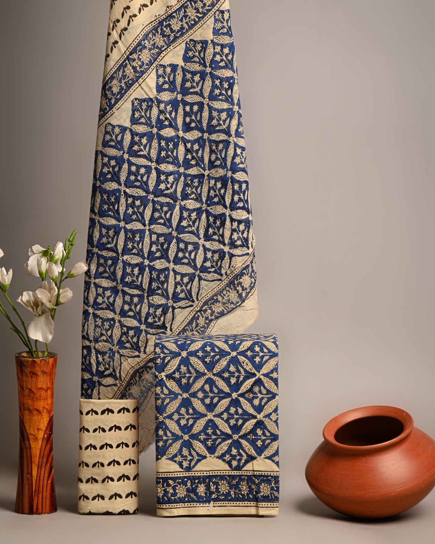 Hand Block Print Pure Cotton Suit With Cotton Mulmul Dupatta