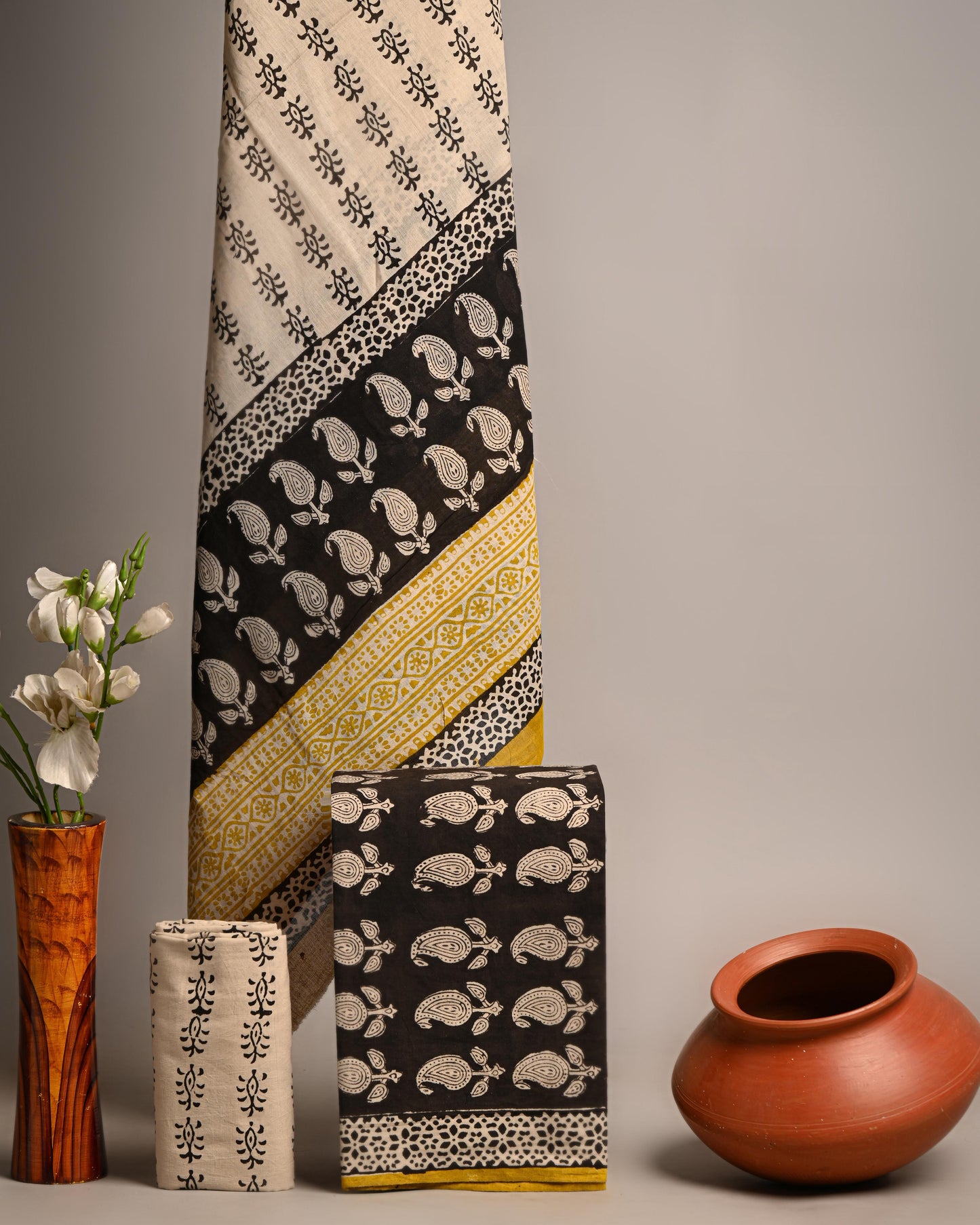 Hand Block Print Pure Cotton Suit With Cotton Mulmul Dupatta