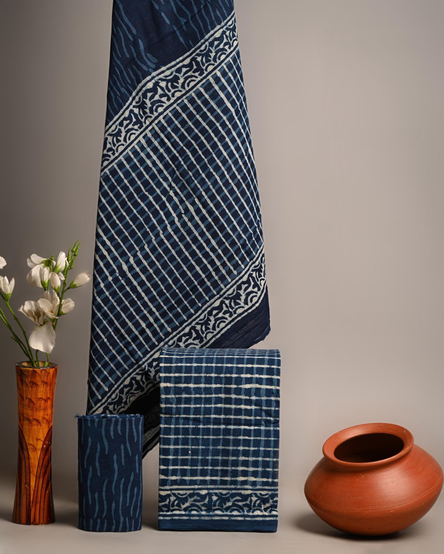 Designer Hand Block Print Pure Cotton Suit With Cotton Mulmul Dupatta