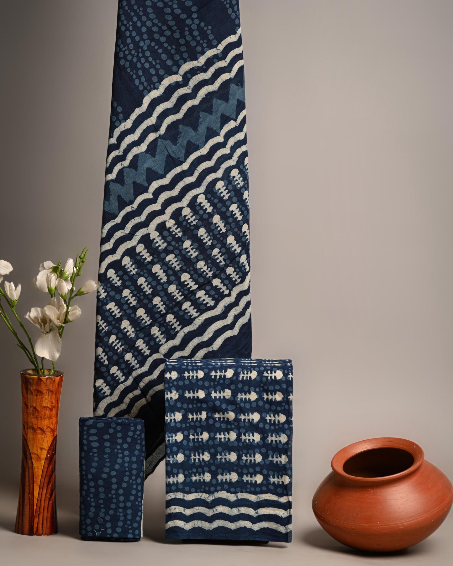 Designer Hand Block Print Pure Cotton Suit With Cotton Mulmul Dupatta