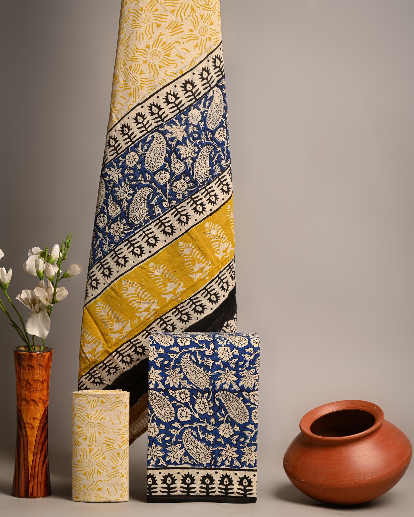 Designer Hand Block Print Pure Cotton Suit With Cotton Mulmul Dupatta