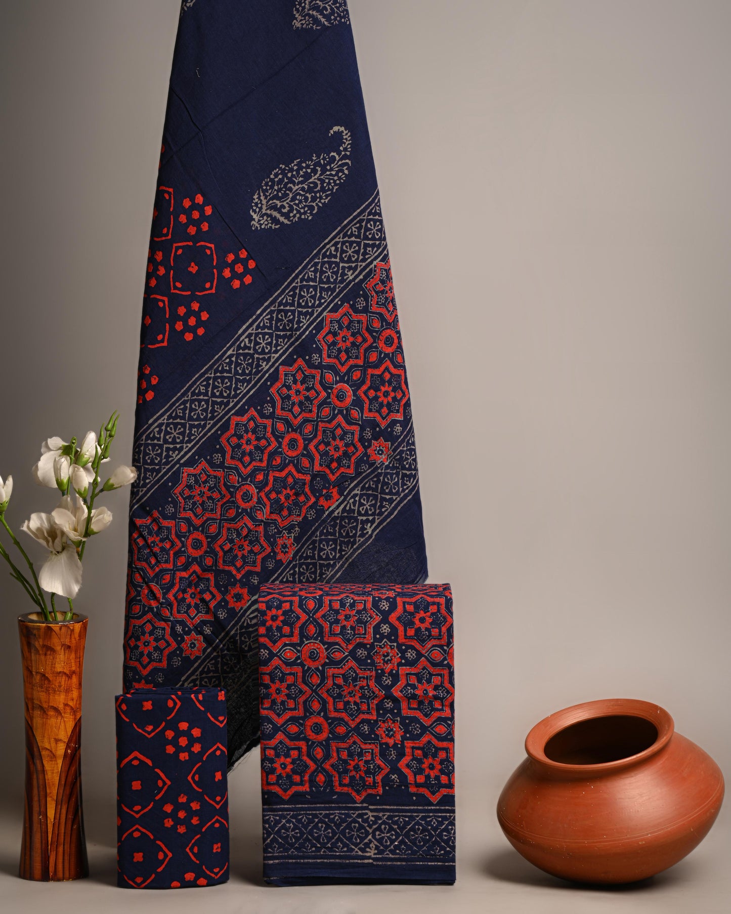 Hand Block Print Pure Cotton Suit With Cotton Mulmul Dupatta
