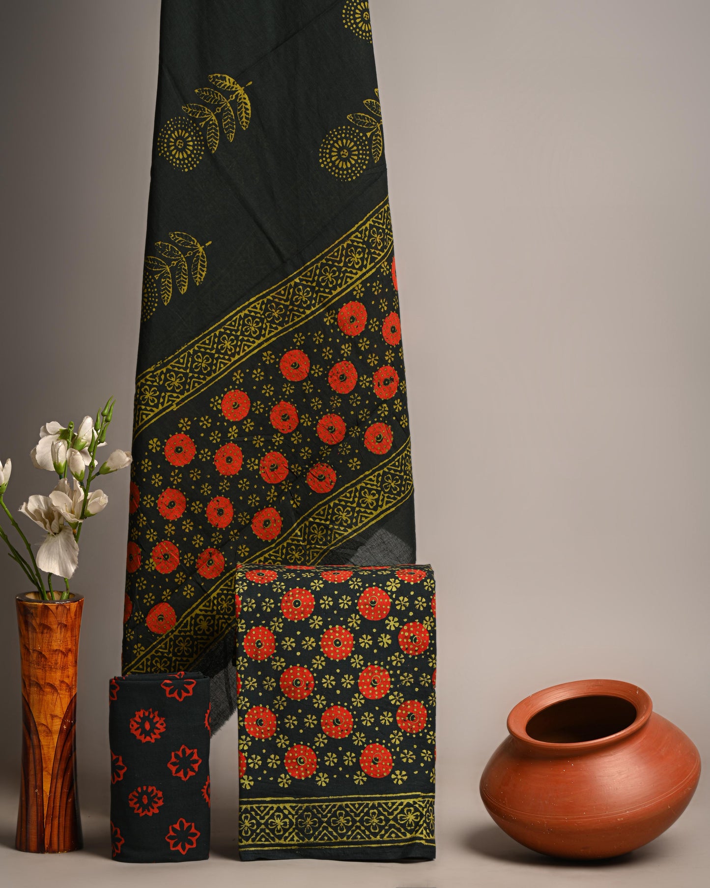 Rajasthani Hand Block Print Pure Cotton Suit With Cotton Mulmul Dupatta
