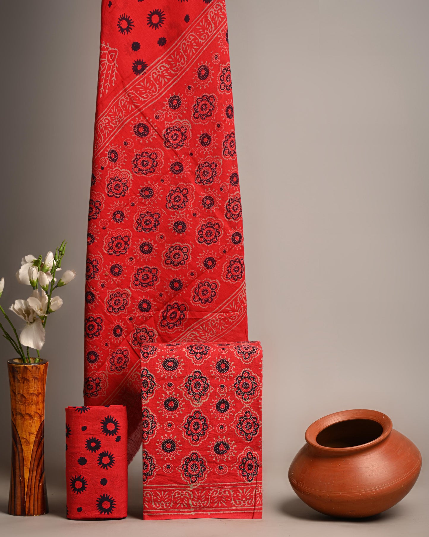 Designer Hand Block Print Pure Cotton Suit With Cotton Mulmul Dupatta