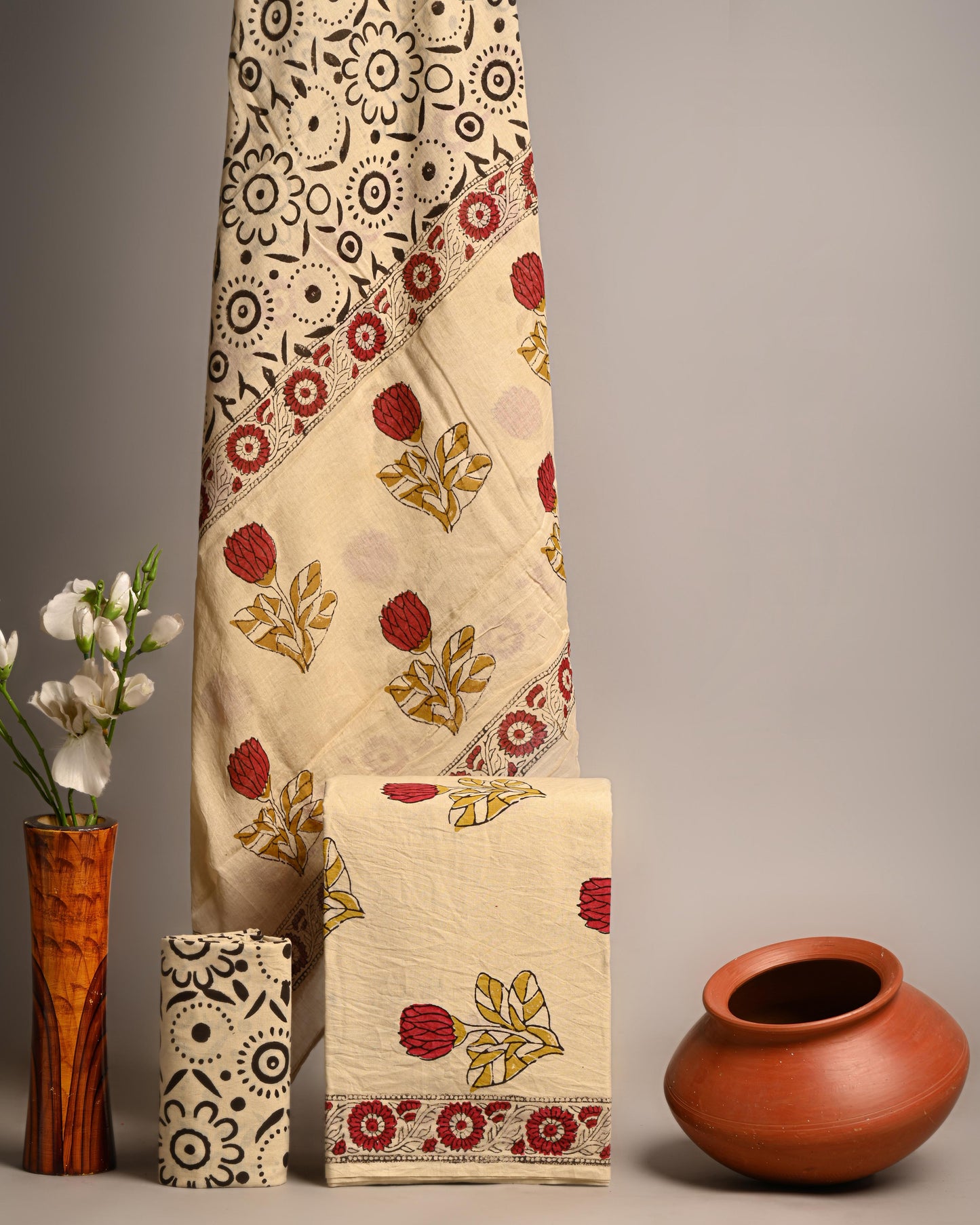 Exclusive Hand Block Print Pure Cotton Suit With Cotton Mulmul Dupatta