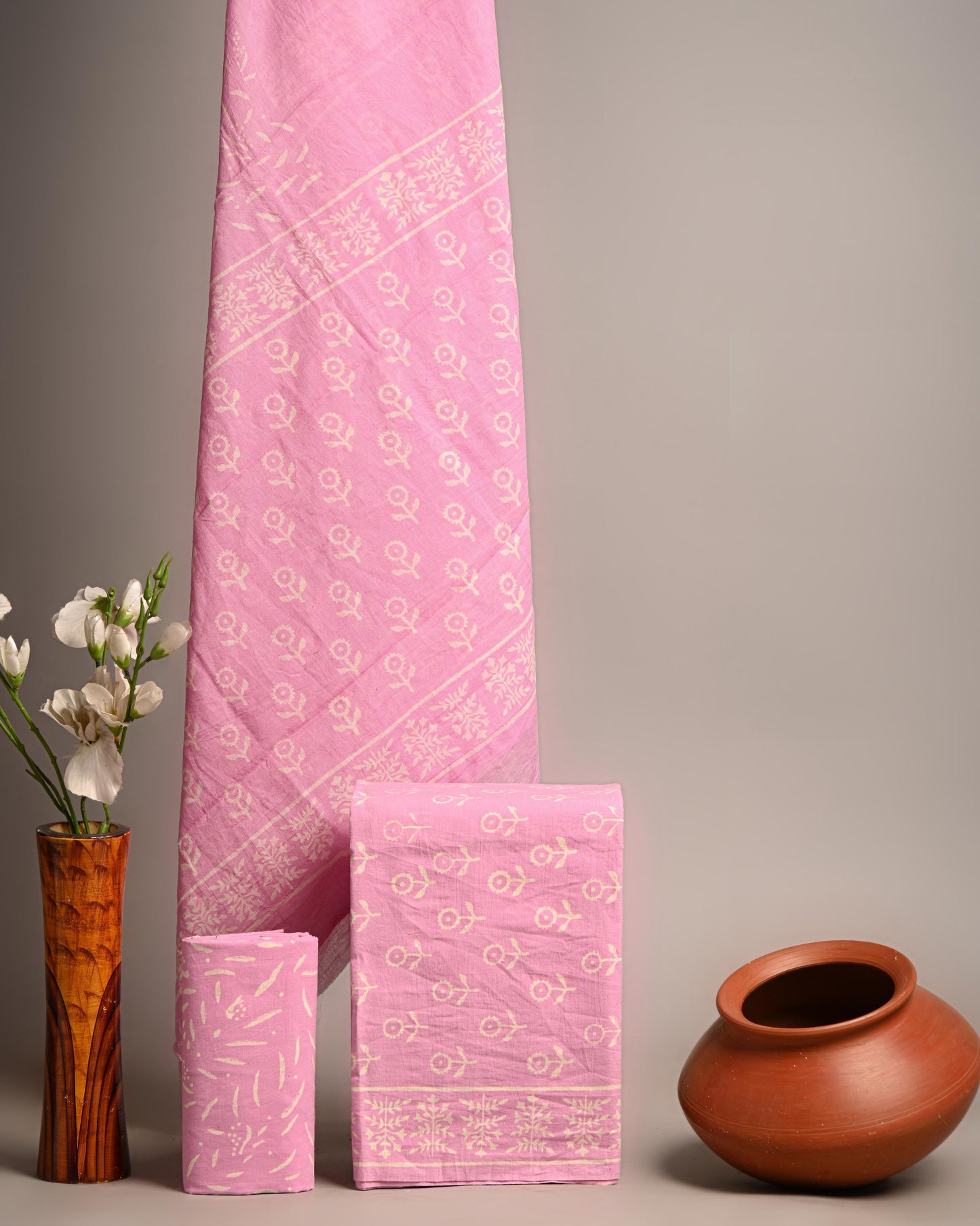 Rajasthani Hand Block Print Pure Cotton Suit With Cotton Mulmul Dupatta
