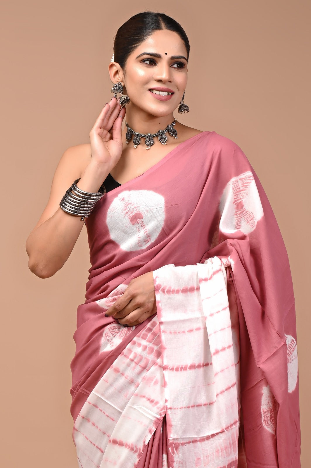 Printed Pure Cotton Mulmul Saree With Blouse