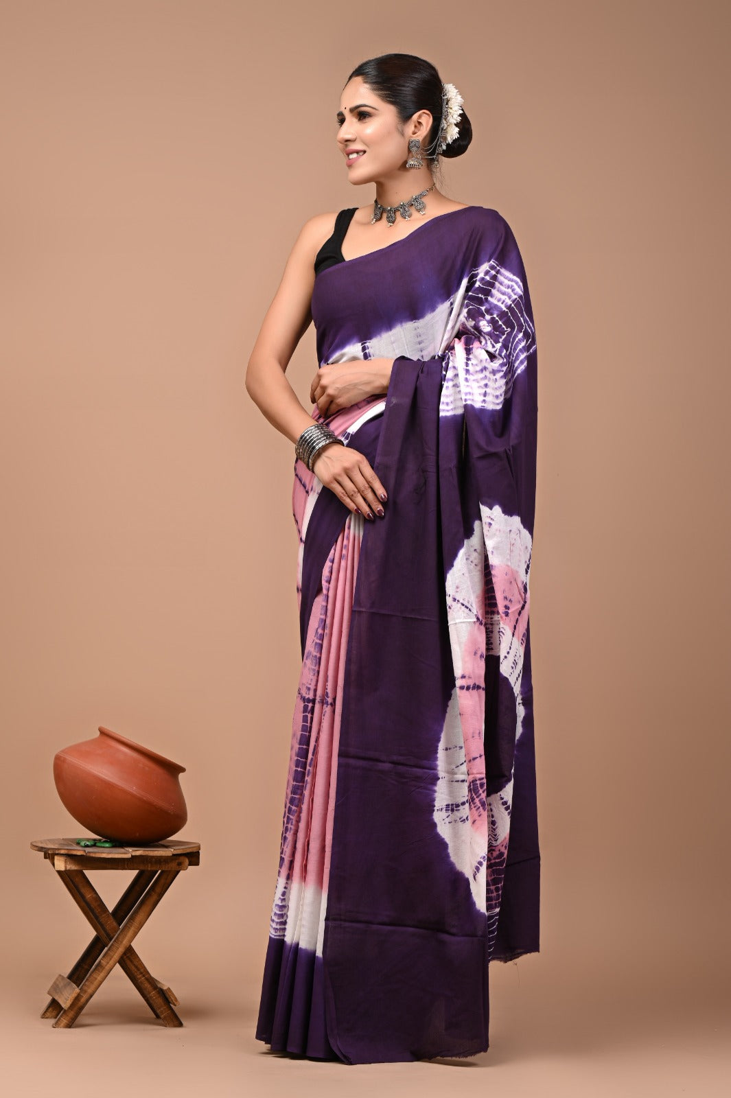 Printed Pure Cotton Mulmul Saree With Blouse