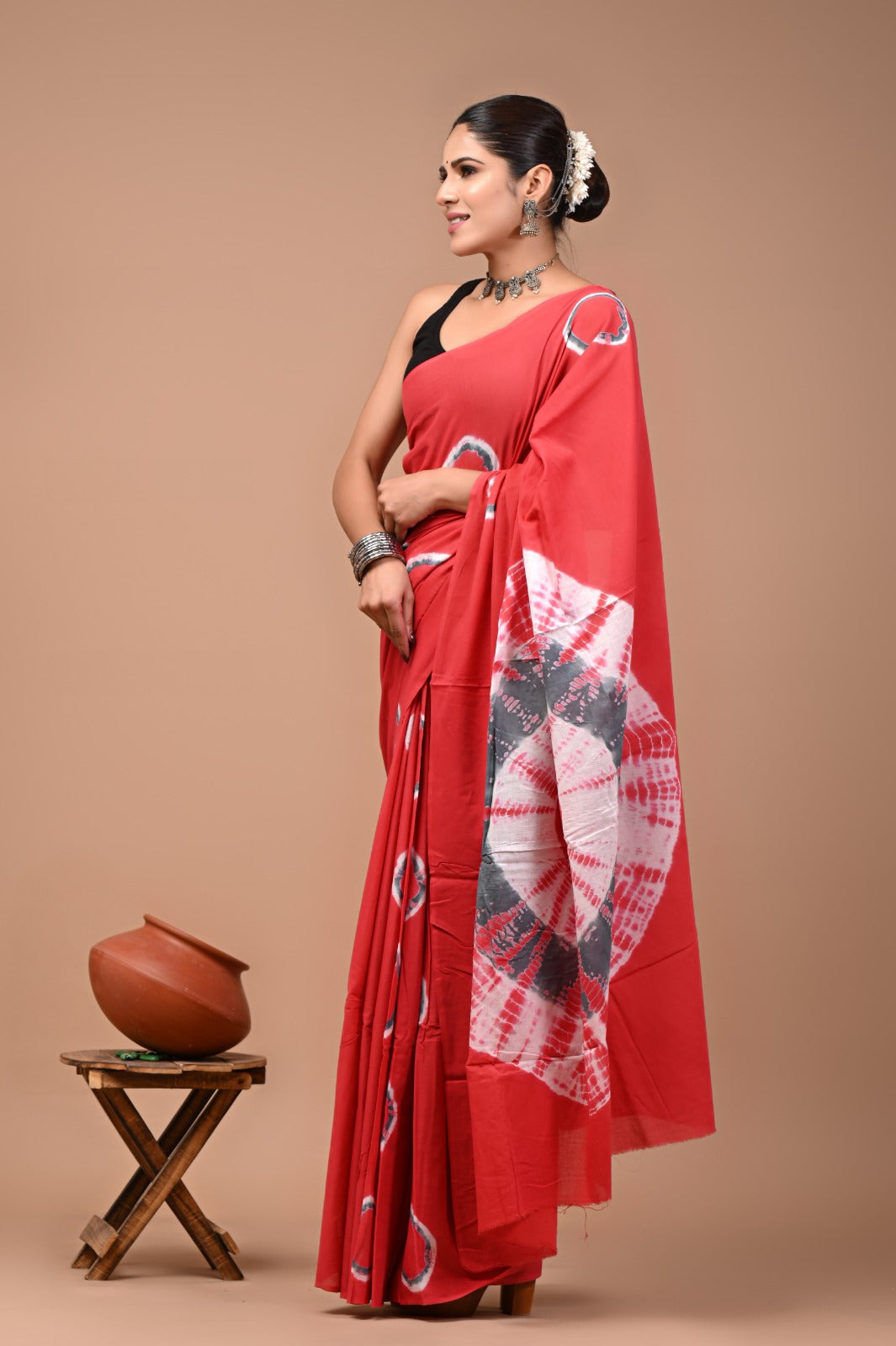 Printed Pure Cotton Mulmul Saree With Blouse