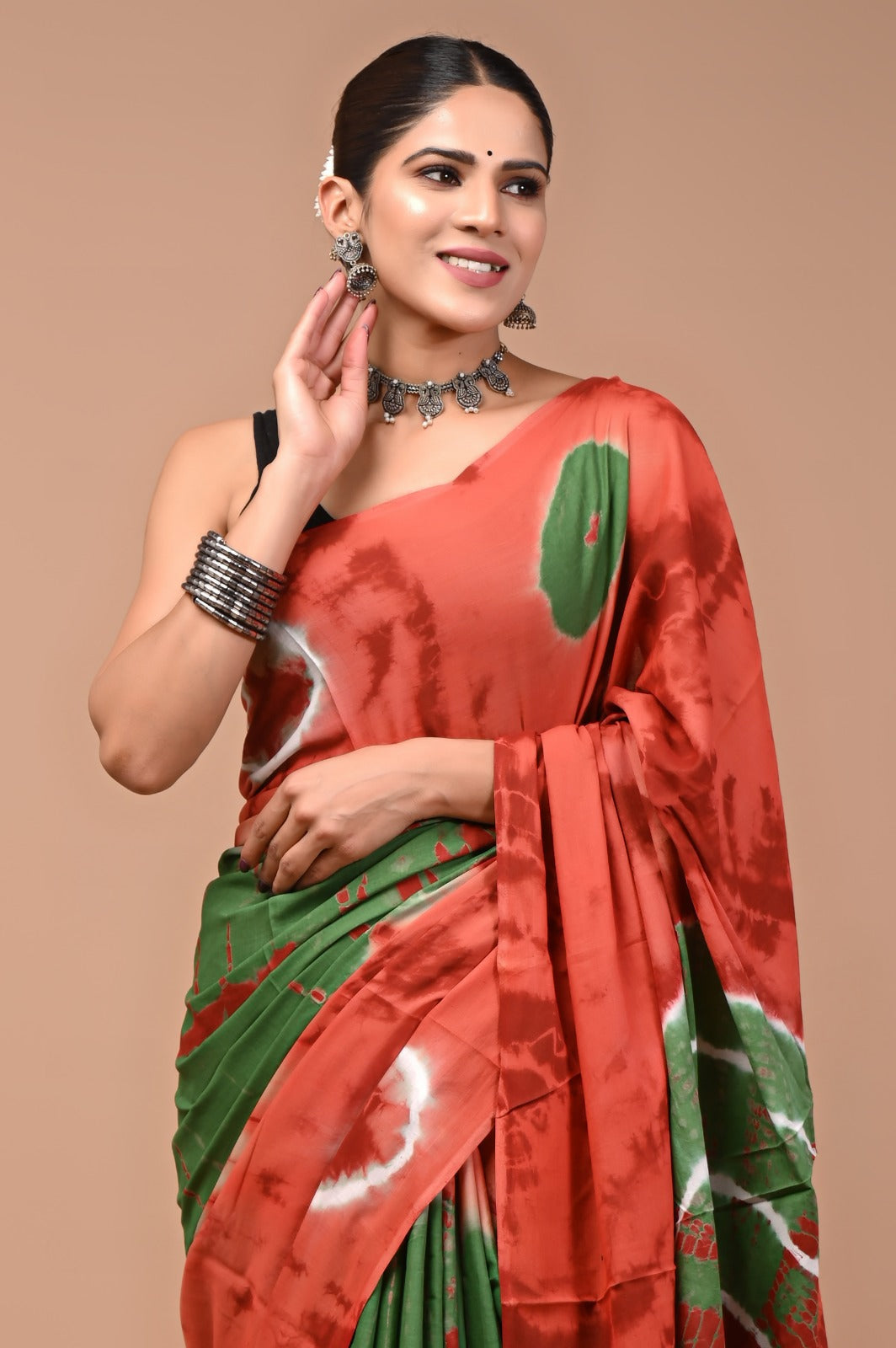 Printed Pure Cotton Mulmul Saree With Blouse