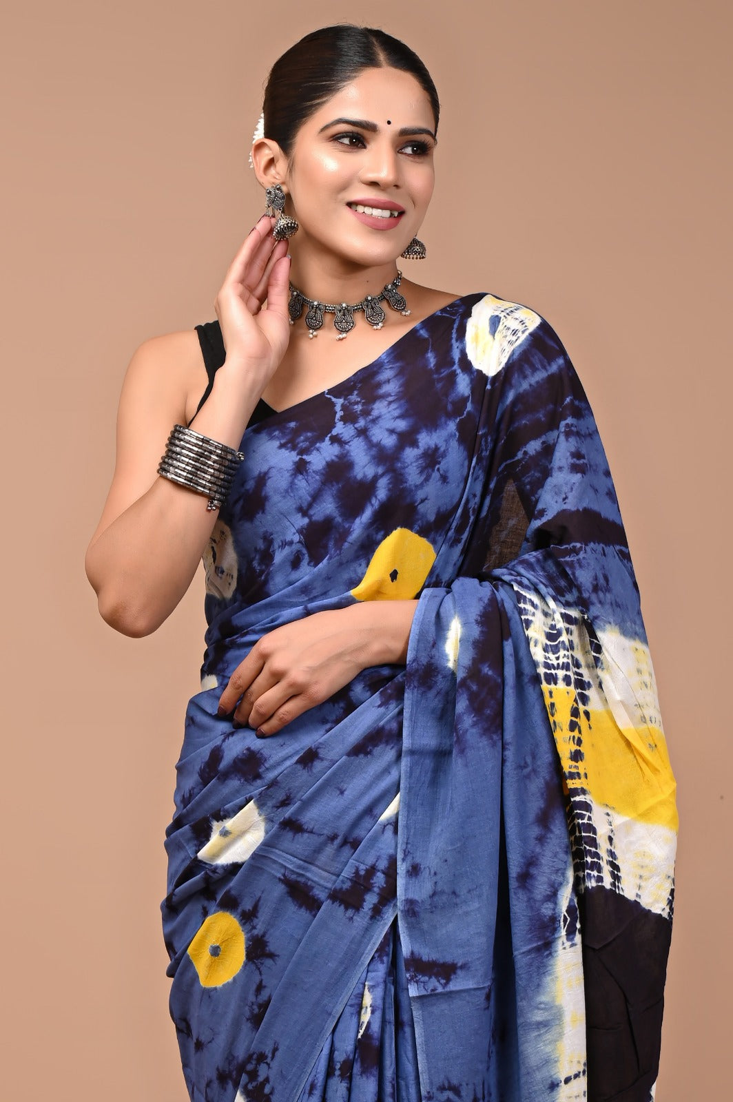 Printed Pure Cotton Mulmul Saree With Blouse