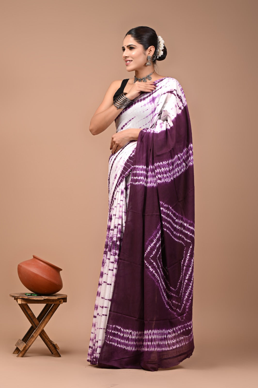 Printed Pure Cotton Mulmul Saree With Blouse