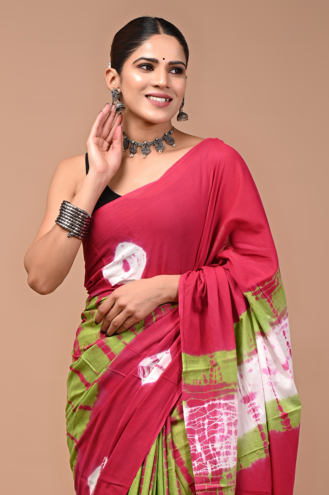 Printed Pure Cotton Mulmul Saree With Blouse