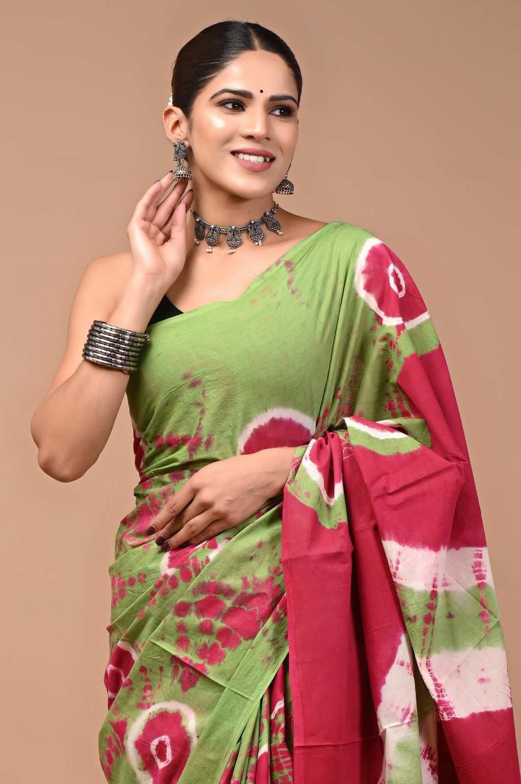 Printed Pure Cotton Mulmul Saree With Blouse