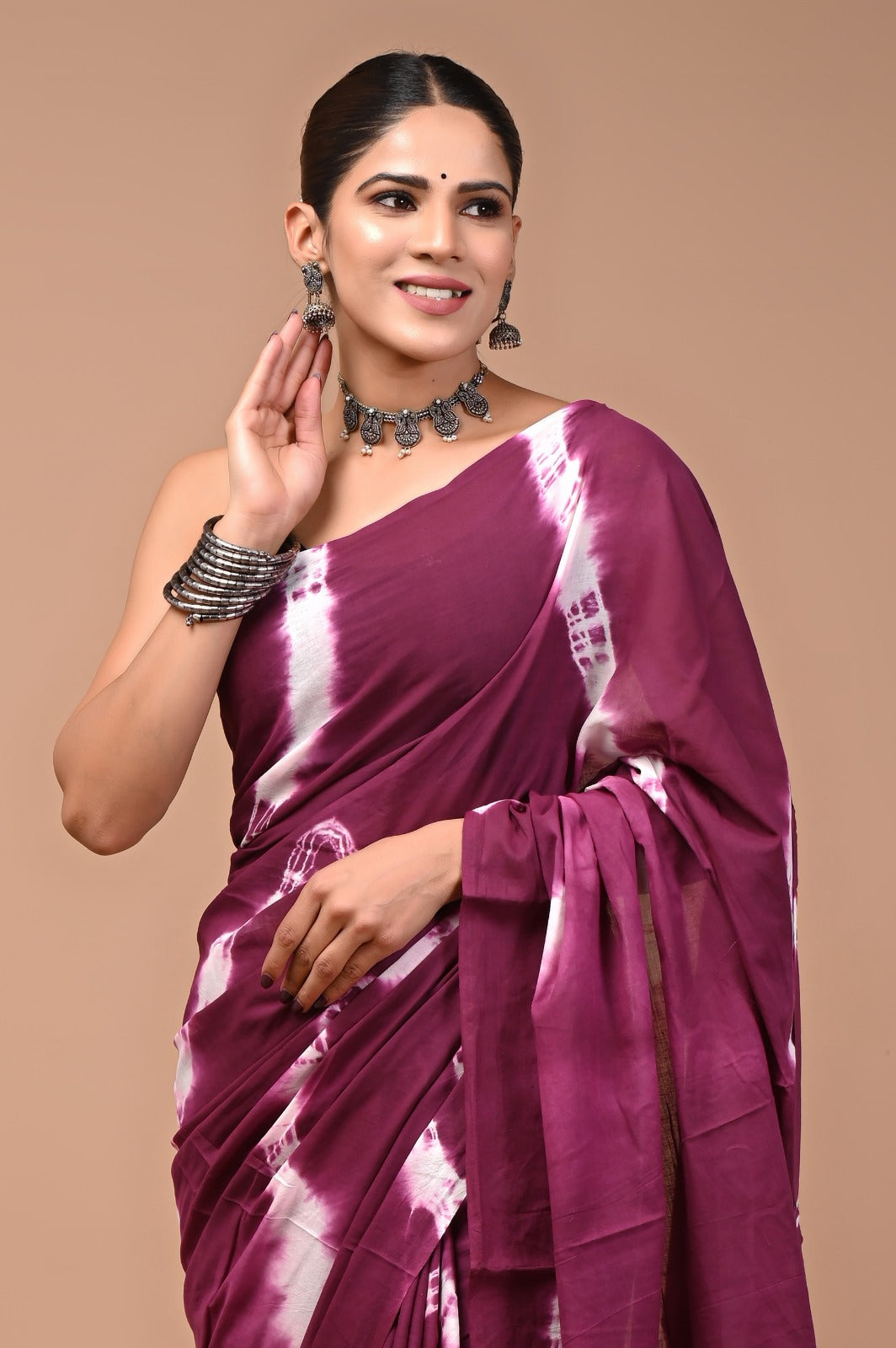 Printed Pure Cotton Mulmul Saree With Blouse