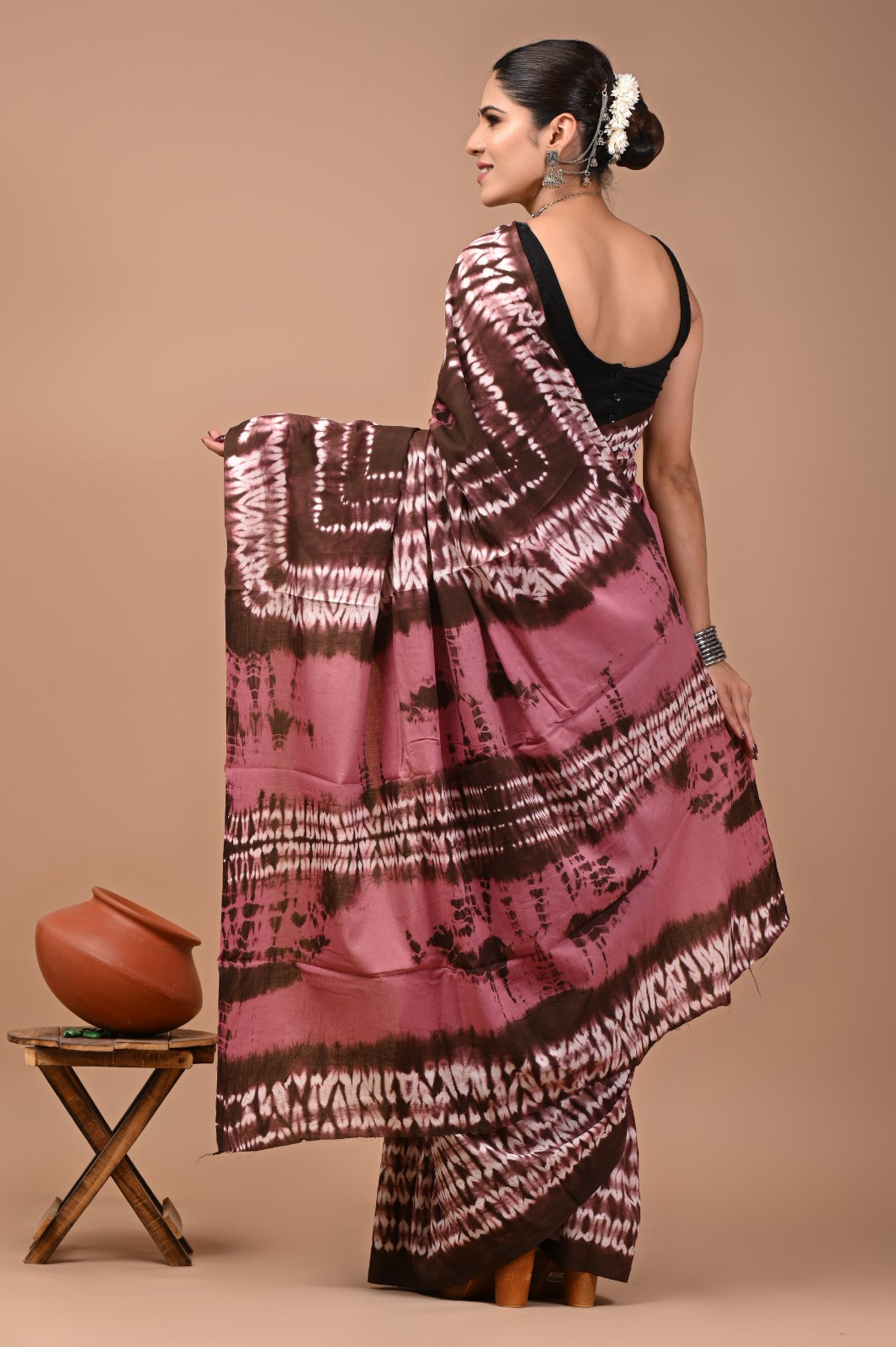 Printed Pure Cotton Mulmul Saree With Blouse