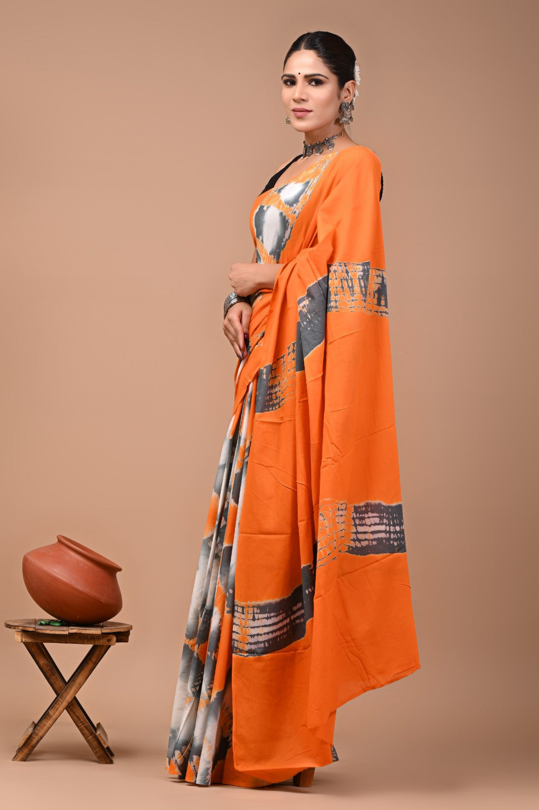 Printed Pure Cotton Mulmul Saree With Blouse