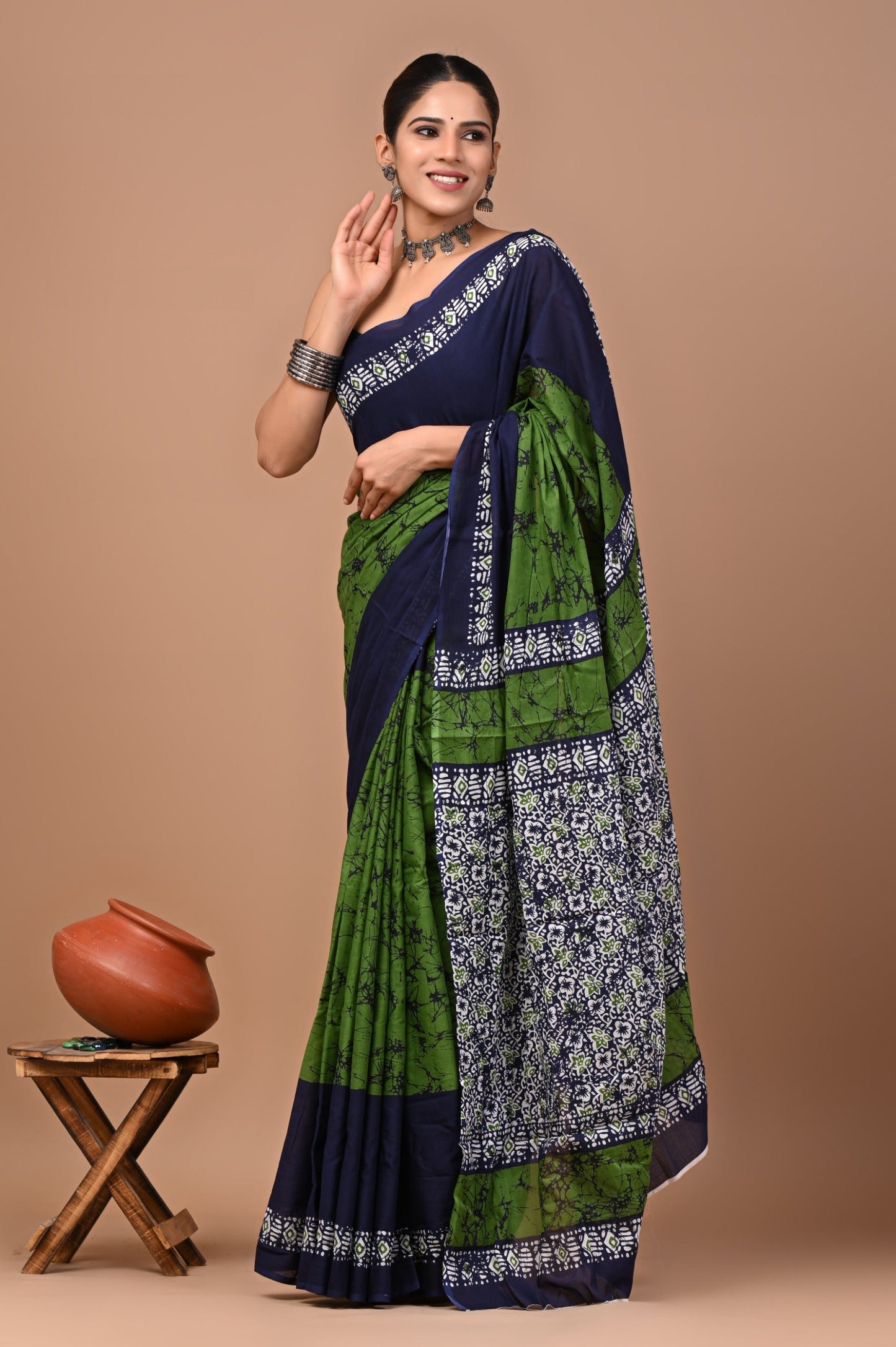 Rajasthan Fabric Printed Pure Cotton Mulmul Saree With Blouse