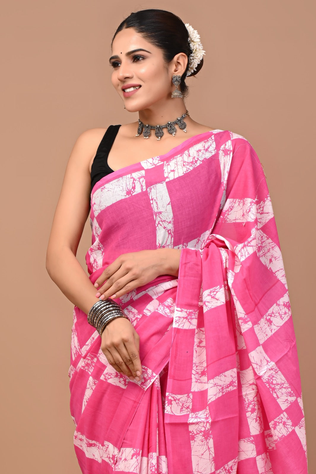 Rajasthan Fabric Printed Pure Cotton Mulmul Saree With Blouse