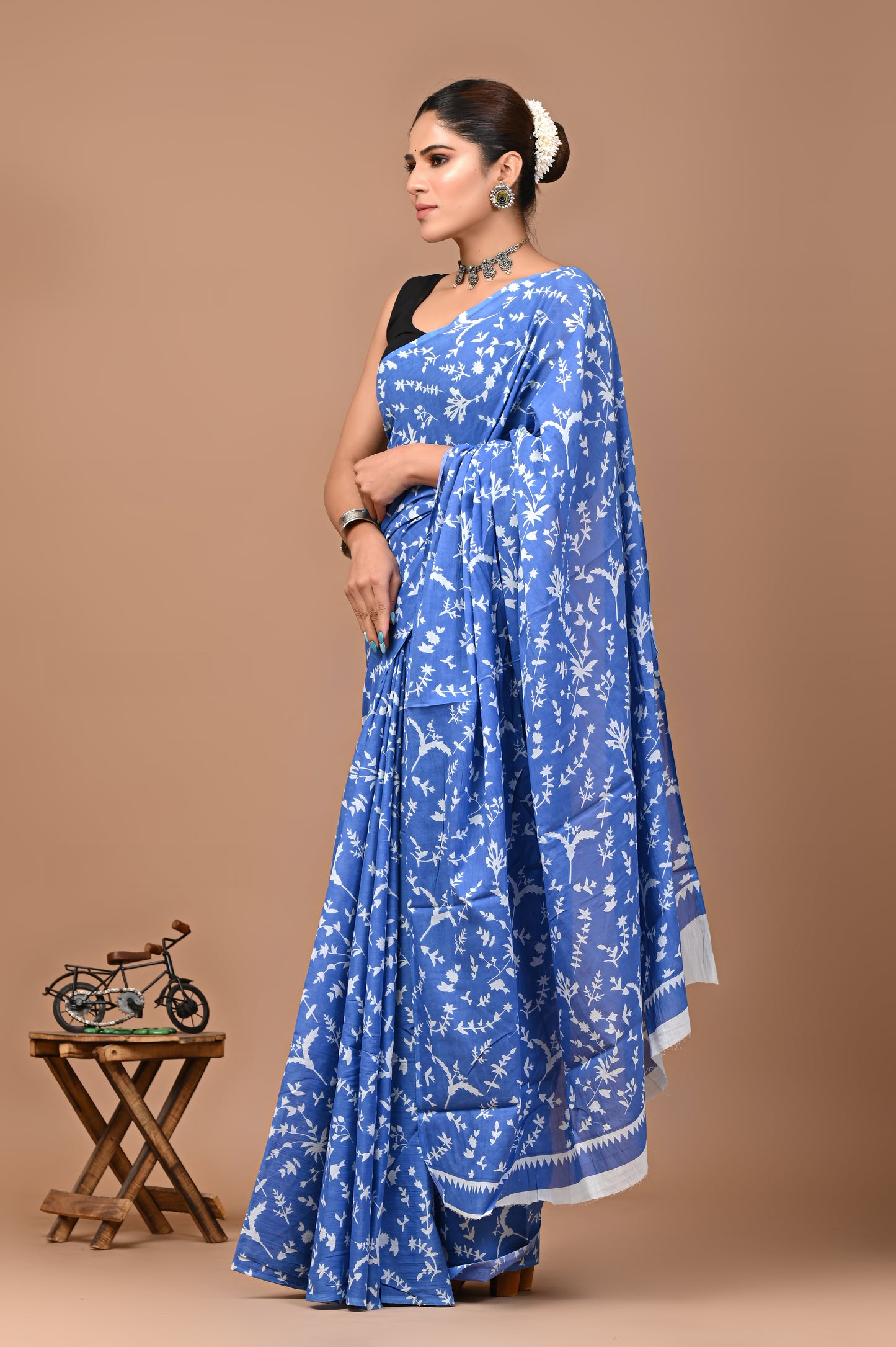 Printed Pure Cotton Mulmul Saree With Blouse