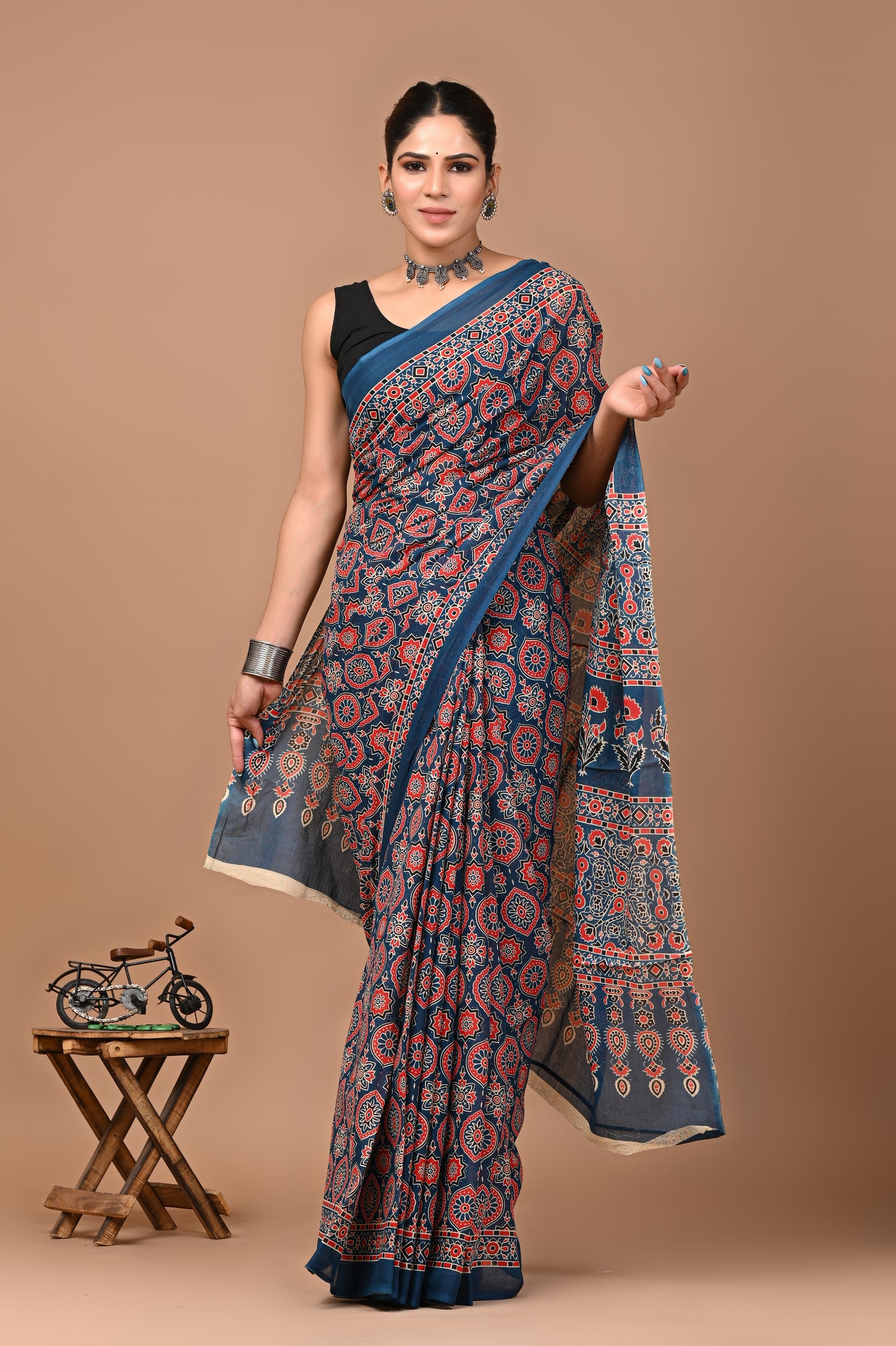 Printed Pure Cotton Mulmul Saree With Blouse