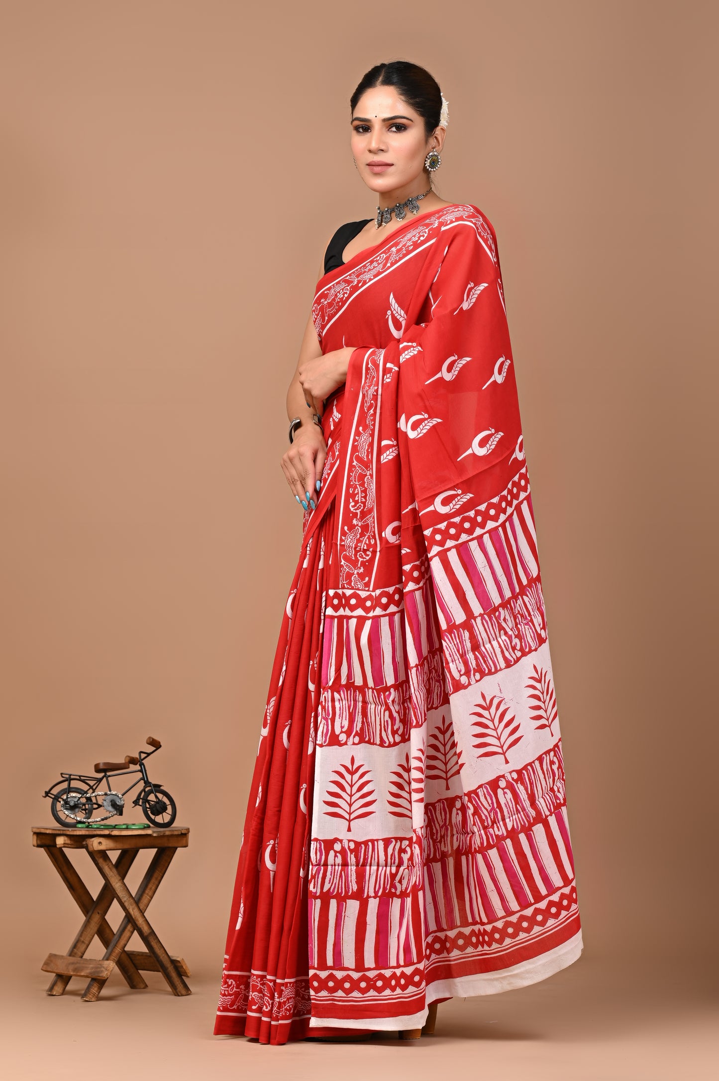 Printed Pure Cotton Mulmul Saree With Blouse