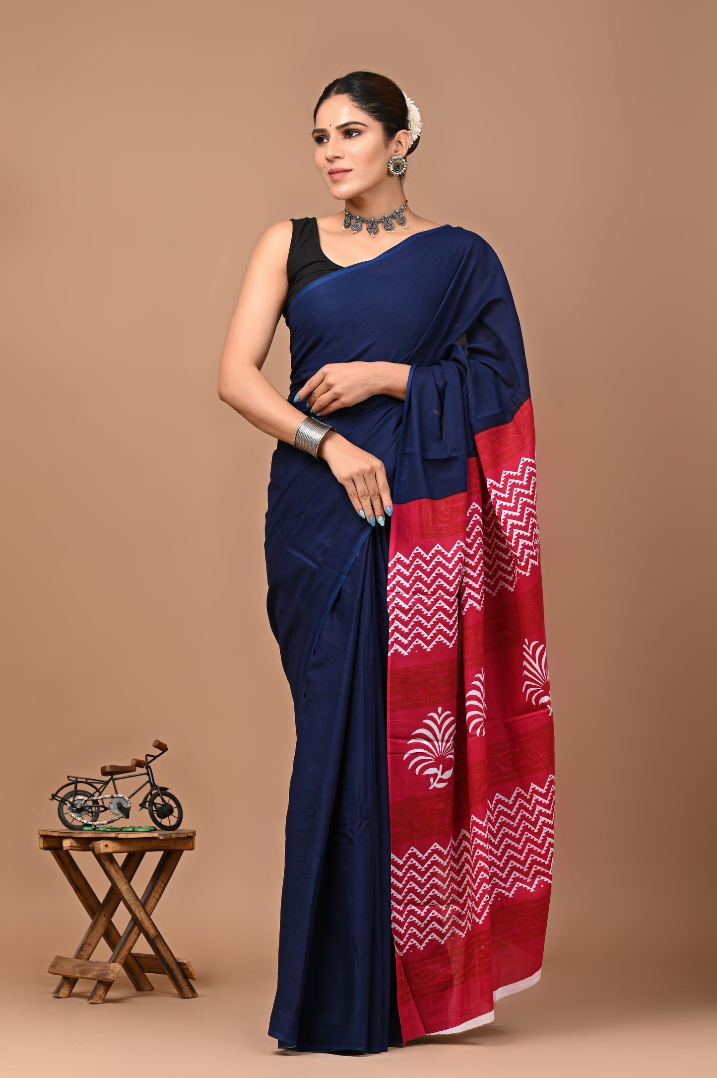 Printed Pure Cotton Mulmul Saree With Blouse