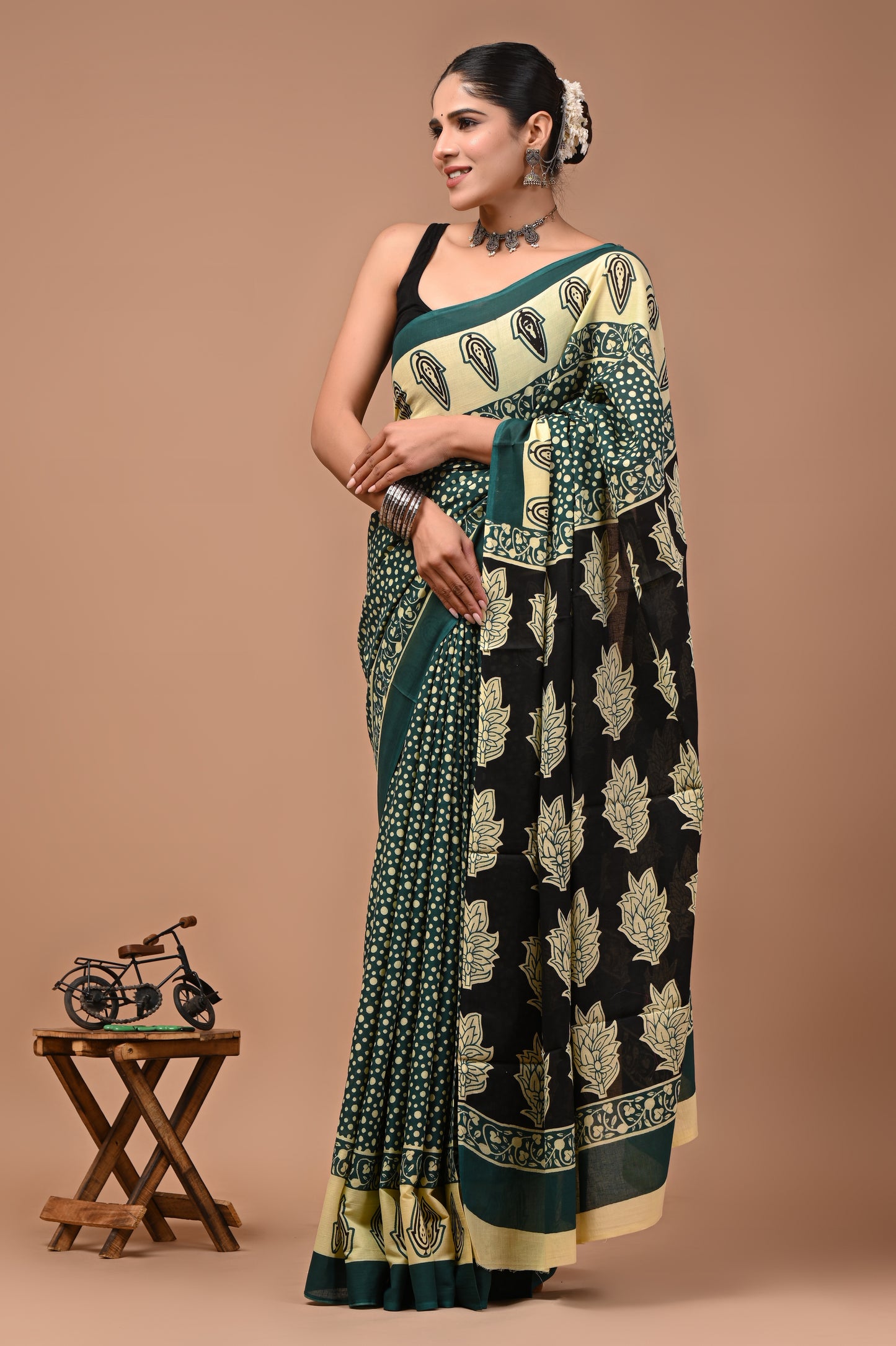 Printed Pure Cotton Mulmul Saree With Blouse