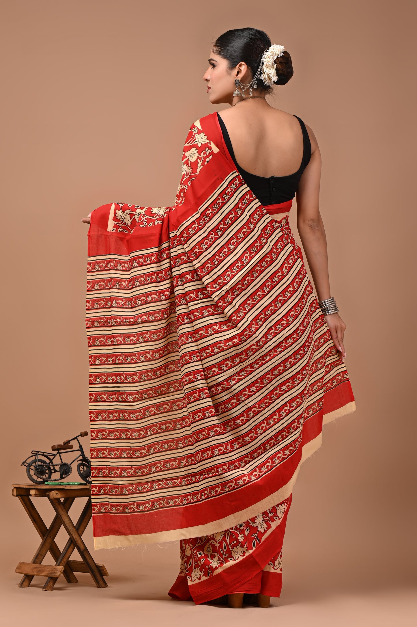 Printed Pure Cotton Mulmul Saree With Blouse